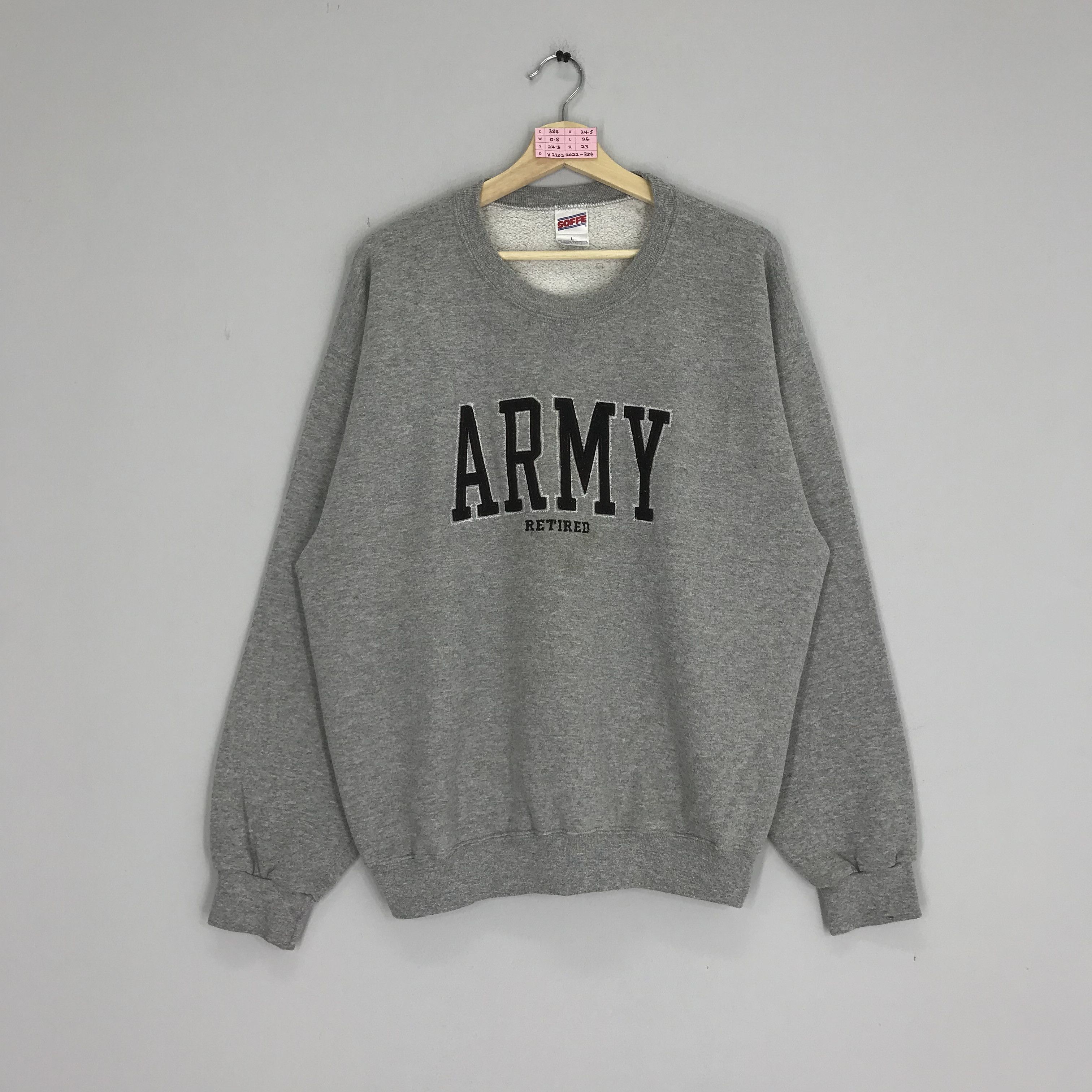 Vintage Vintage Army Retired By Soffe Gray Sweater Army Crewneck Size US L / EU 52-54 / 3 - 1 Thumbnail
