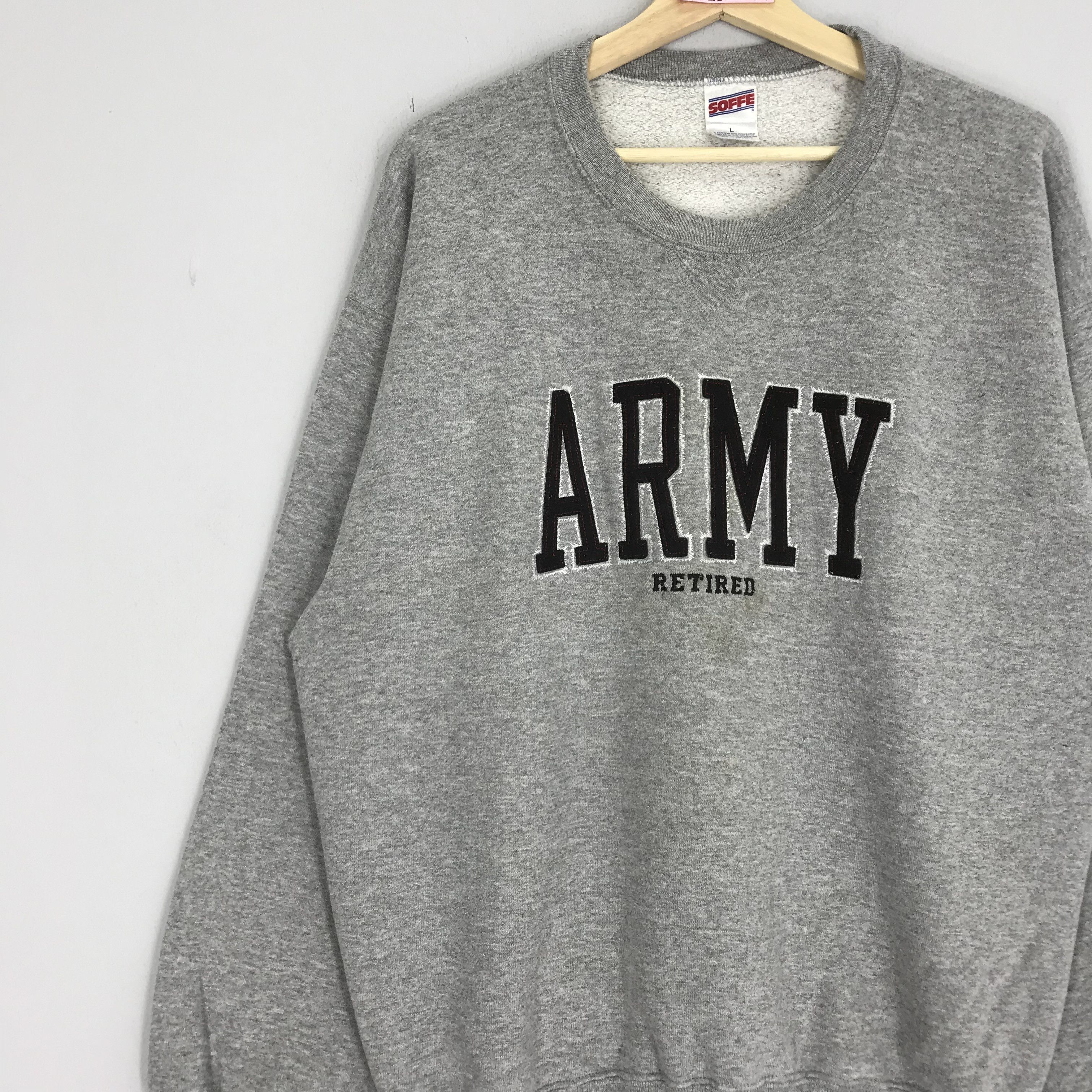 Vintage Vintage Army Retired By Soffe Gray Sweater Army Crewneck Size US L / EU 52-54 / 3 - 3 Thumbnail