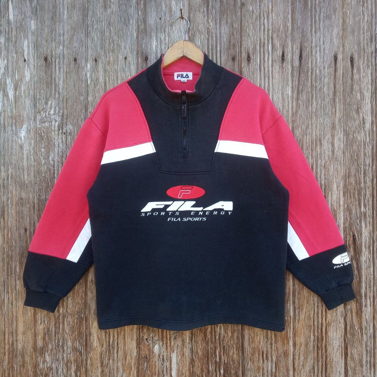 Fila Vintage Fila Big Logo Sweatshirts Half Zipper Colourblock Size US M / EU 48-50 / 2 - 1 Thumbnail