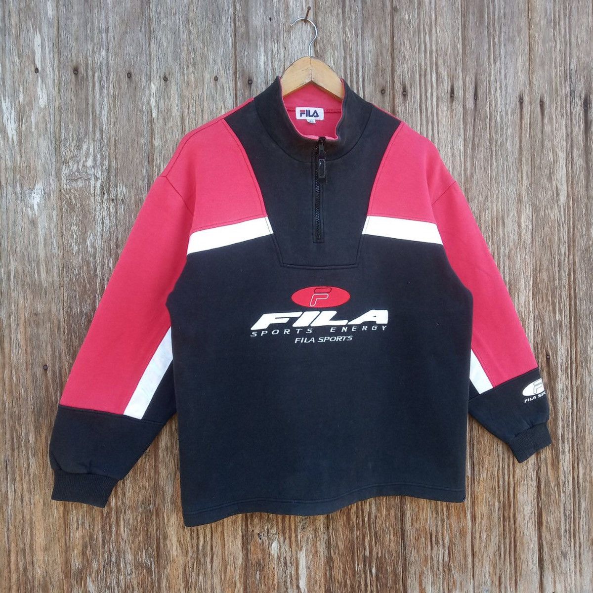 Fila Vintage Fila Big Logo Sweatshirts Half Zipper Colourblock Size US M / EU 48-50 / 2 - 2 Thumbnail