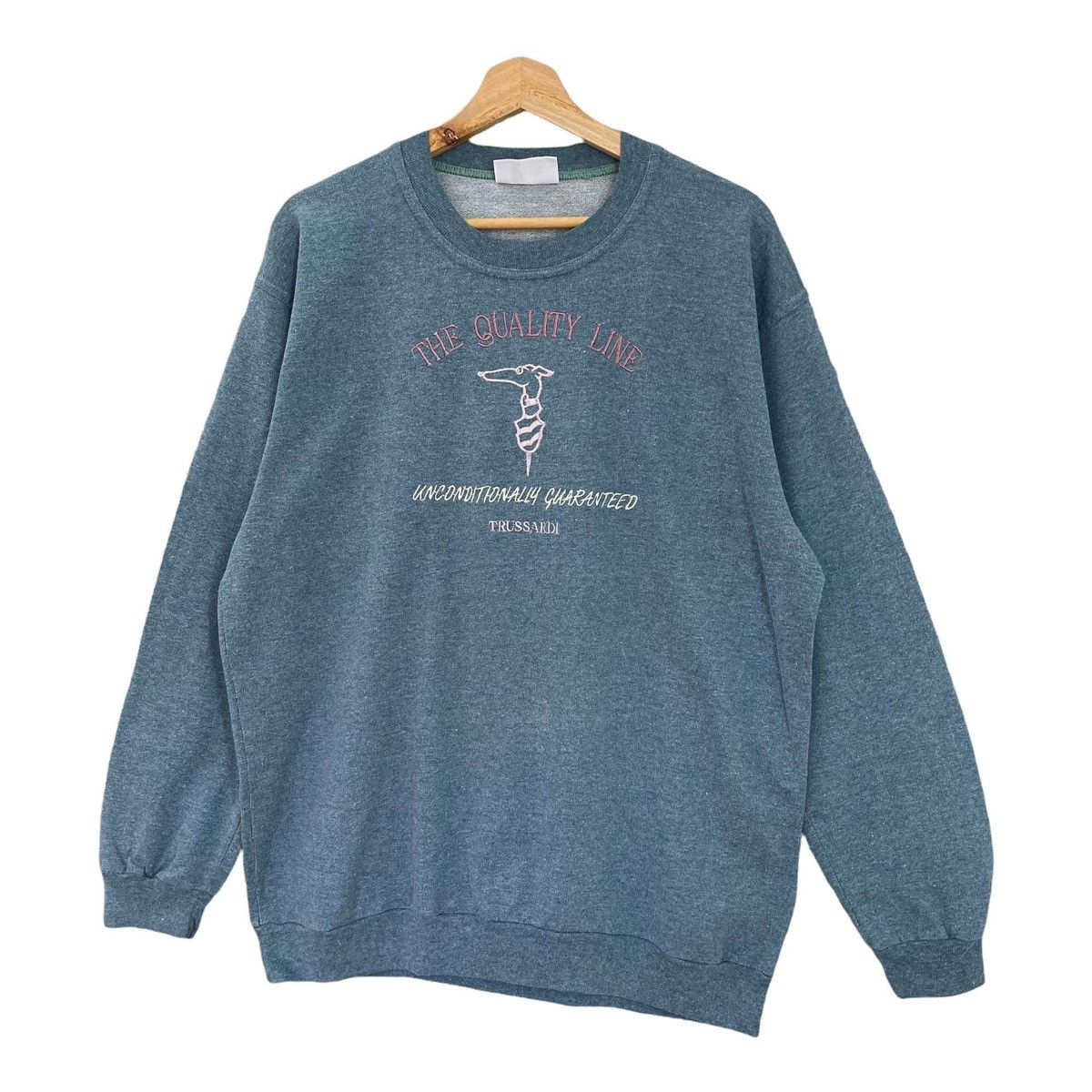 Trussardi Vintage Trussardi Big Logo Embroidered Crewneck Sweatshirt Size US L / EU 52-54 / 3 - 3 Thumbnail