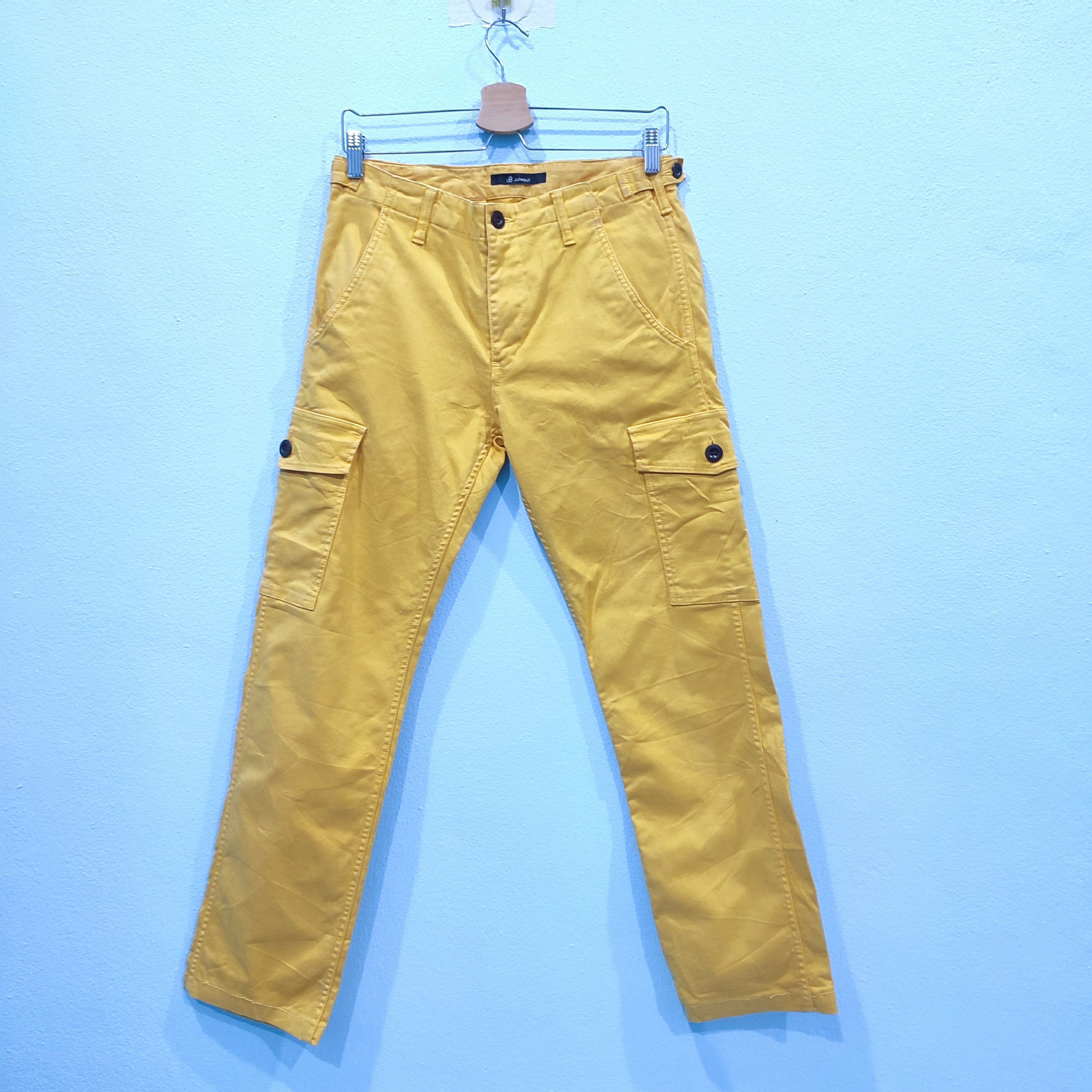JOHNBULL Japanese Brand Yellow Cargo Jeans Pants