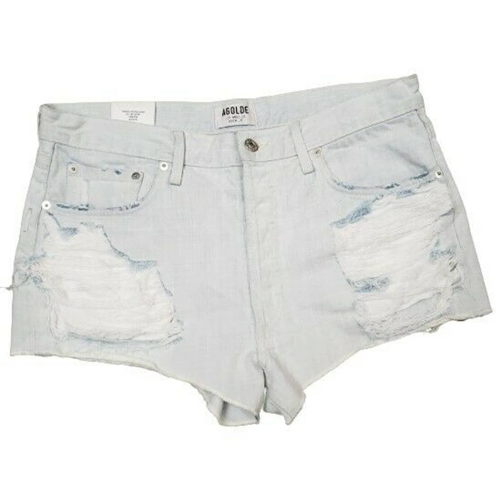 AGOLDE Parker Vintage Cut Off Distressed High-Rise Blanche