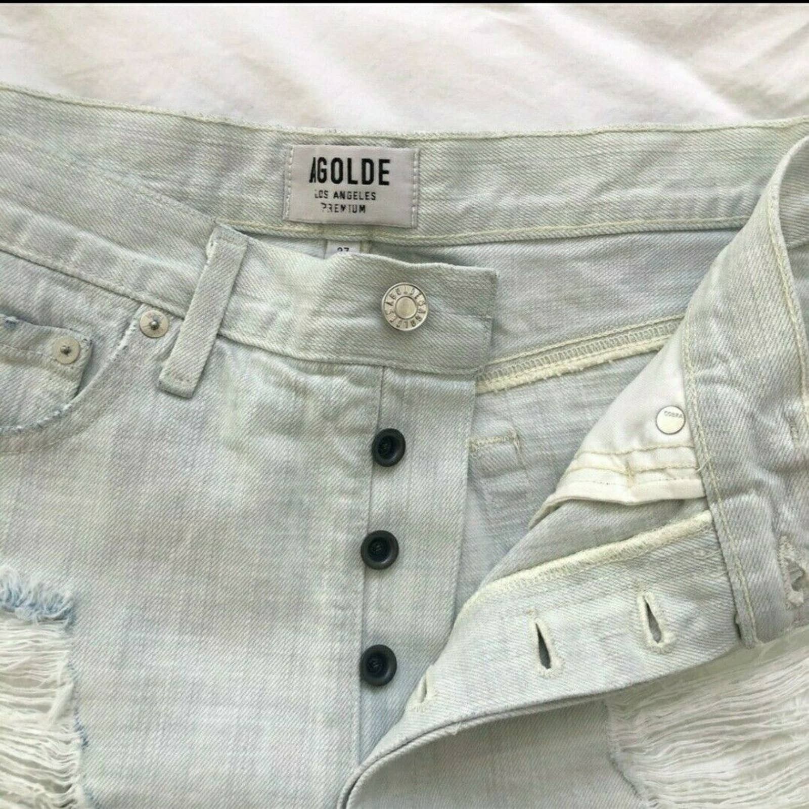 AGOLDE Parker Vintage Cut Off Distressed High-Rise Blanche
