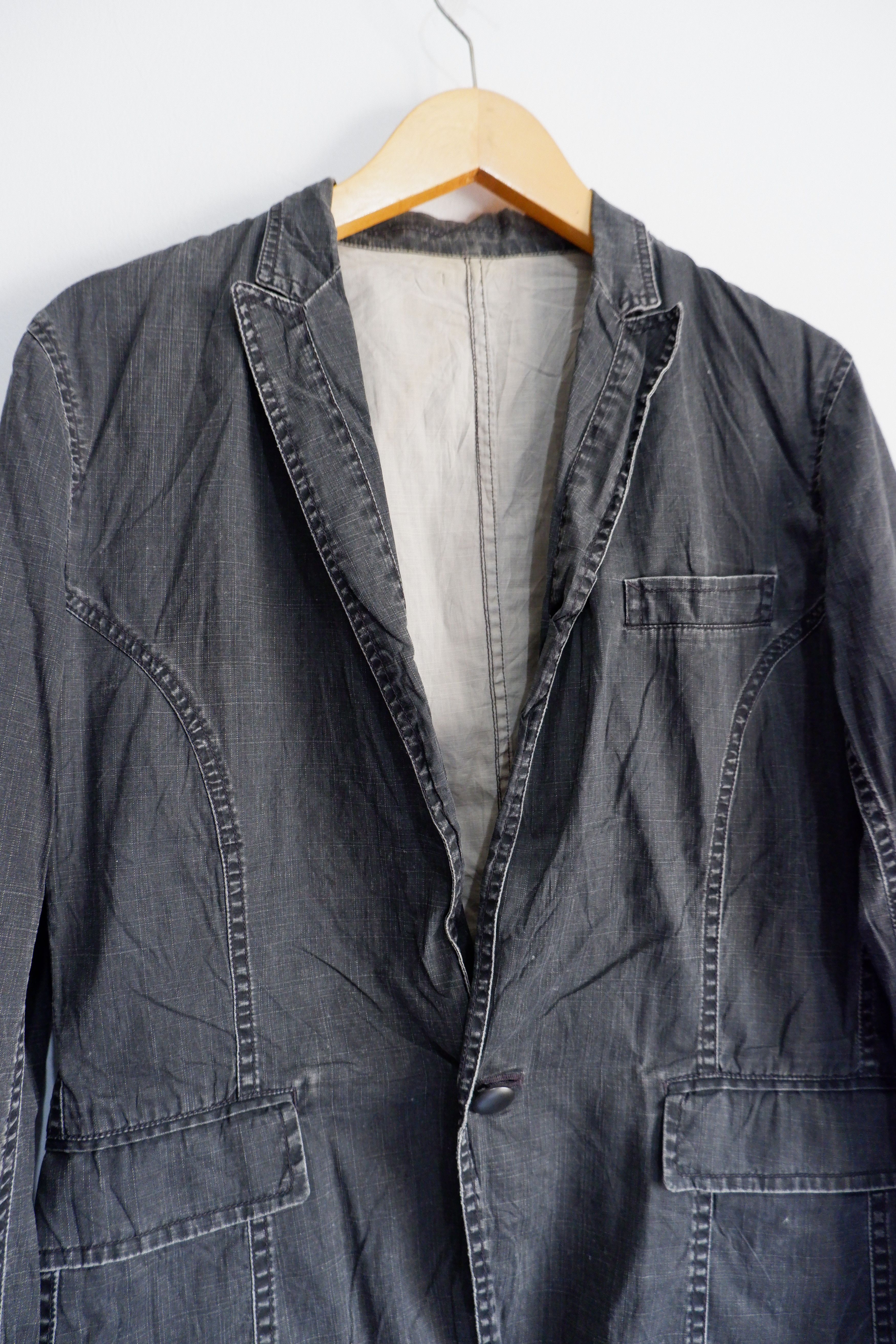 Issey Miyake Vintage Tete Homme x Issey Miyake Stoned Wash blazer jacket Size US M / EU 48-50 / 2 - 3 Thumbnail