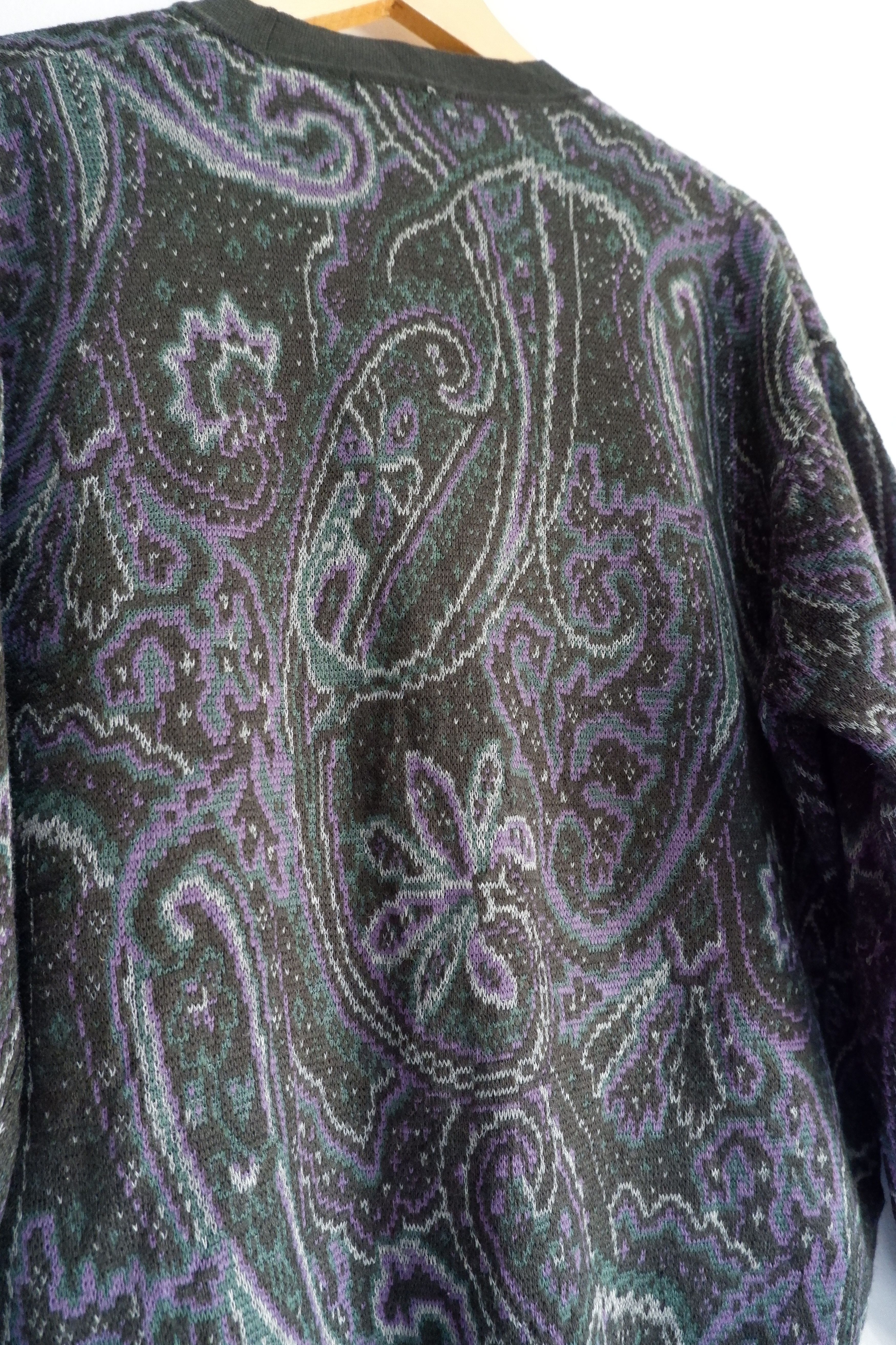 Japanese Brand Vintage Jacquard Paisley Knit Cardigan Size US L / EU 52-54 / 3 - 6 Thumbnail