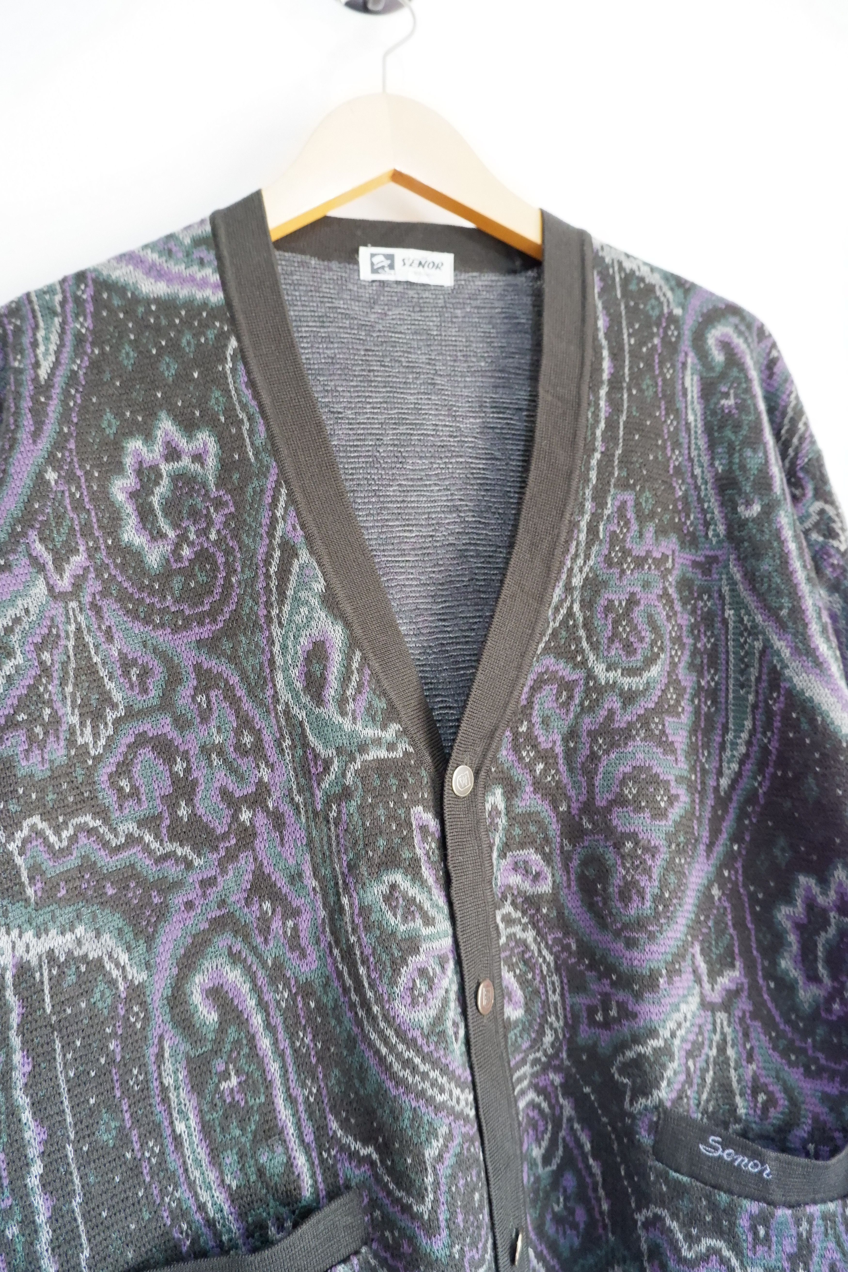 Japanese Brand Vintage Jacquard Paisley Knit Cardigan Size US L / EU 52-54 / 3 - 2 Thumbnail