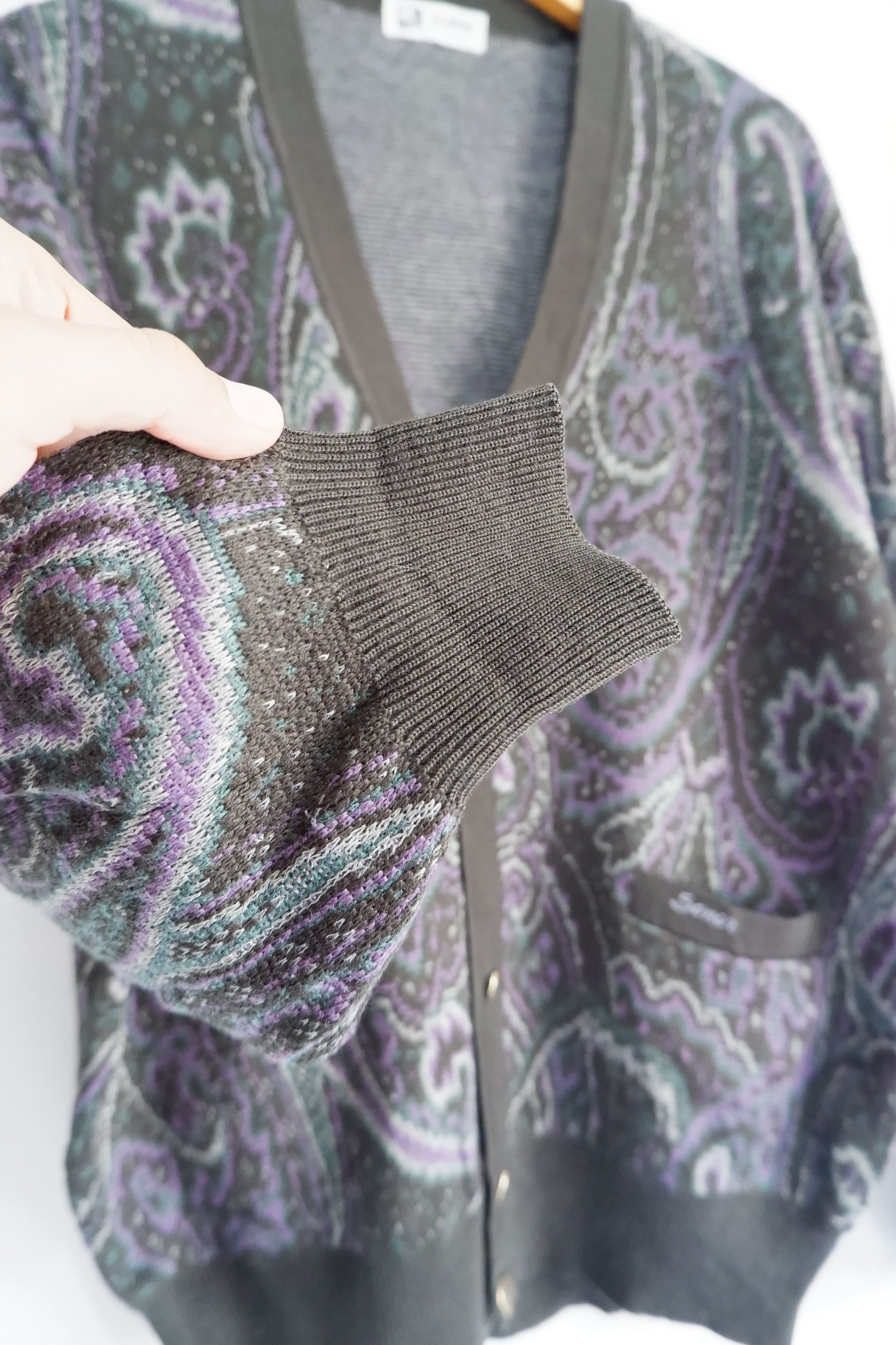Japanese Brand Vintage Jacquard Paisley Knit Cardigan Size US L / EU 52-54 / 3 - 4 Thumbnail