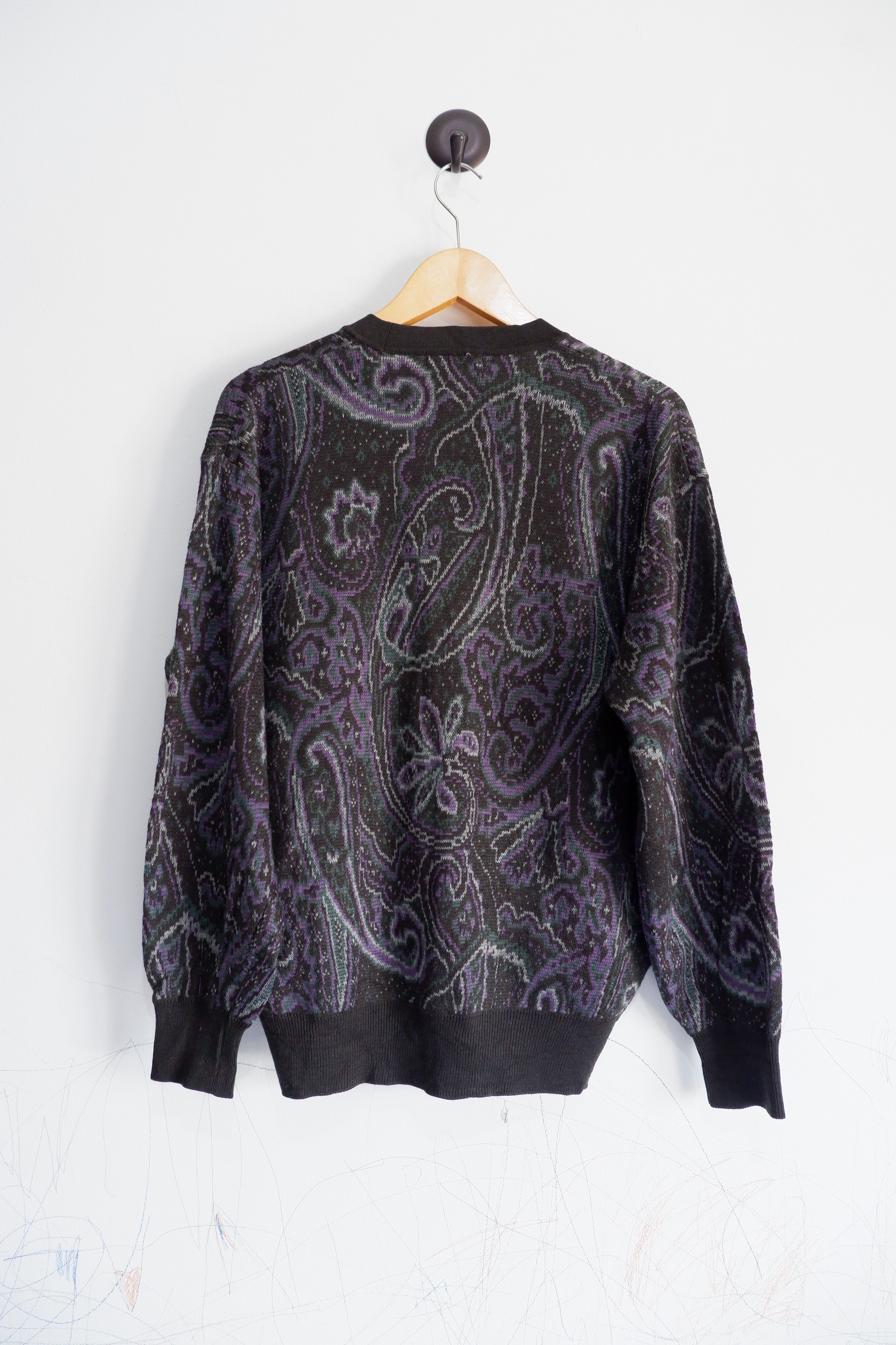 Japanese Brand Vintage Jacquard Paisley Knit Cardigan Size US L / EU 52-54 / 3 - 3 Thumbnail