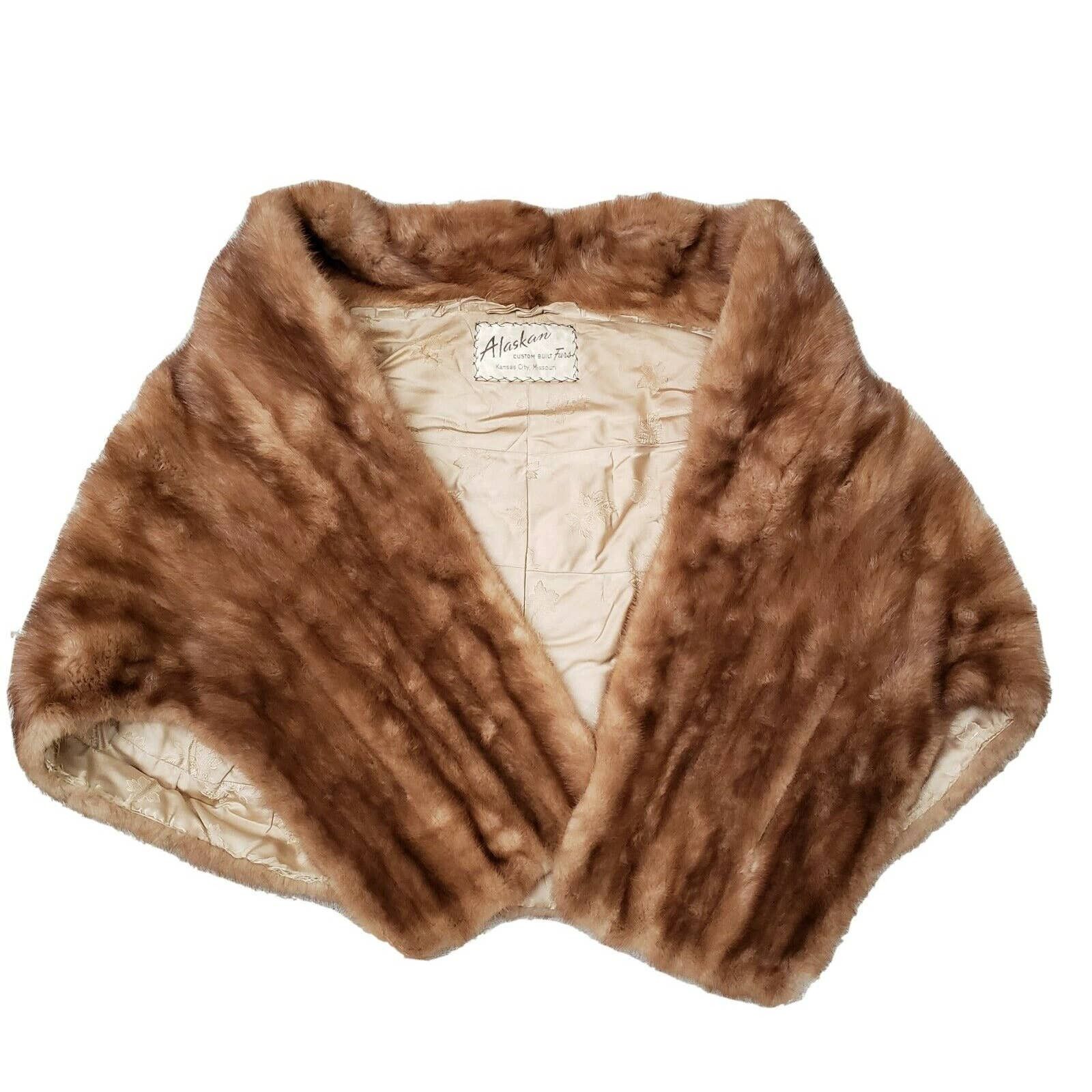 Rare Vintage Genuine Mink Stole Pastel Cape Real Alaskan Fur
