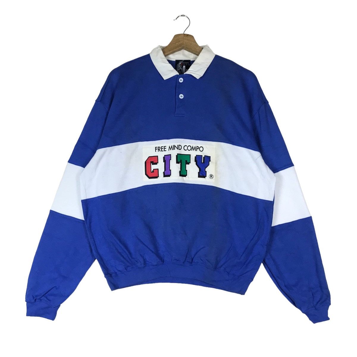 Vintage Free Mind Compo City Two Tone Spell Out Pullover