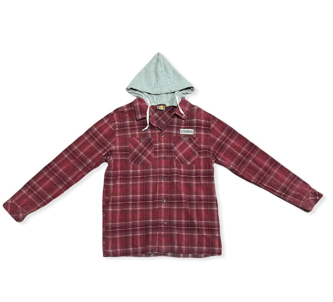 Alphanumeric × JNCO Red Velvet Checkered Flannel Attached Hooded Shirts Size US XL / EU 56 / 4 - 2 Thumbnail