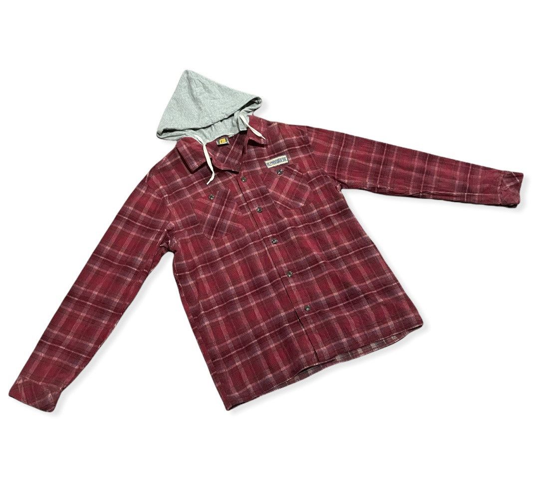 Alphanumeric × JNCO Red Velvet Checkered Flannel Attached Hooded Shirts Size US XL / EU 56 / 4 - 3 Thumbnail