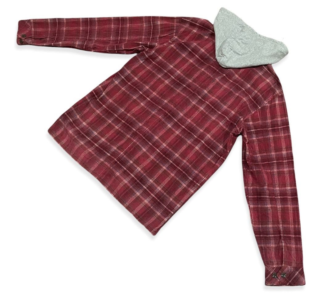 Alphanumeric × JNCO Red Velvet Checkered Flannel Attached Hooded Shirts Size US XL / EU 56 / 4 - 7 Thumbnail