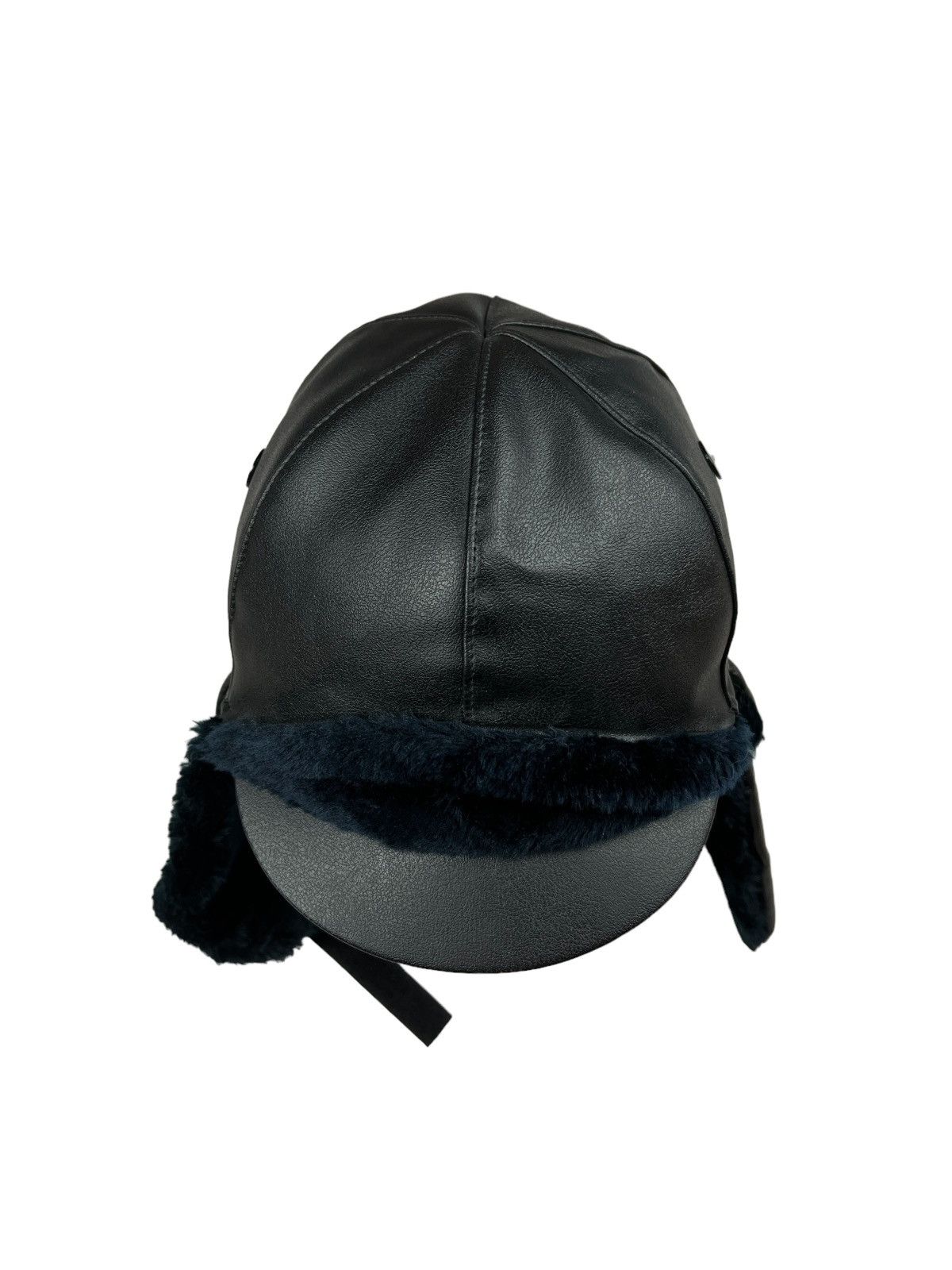 Japanese Brand Black PVC Leather Aviator Hat Size ONE SIZE - 5 Thumbnail