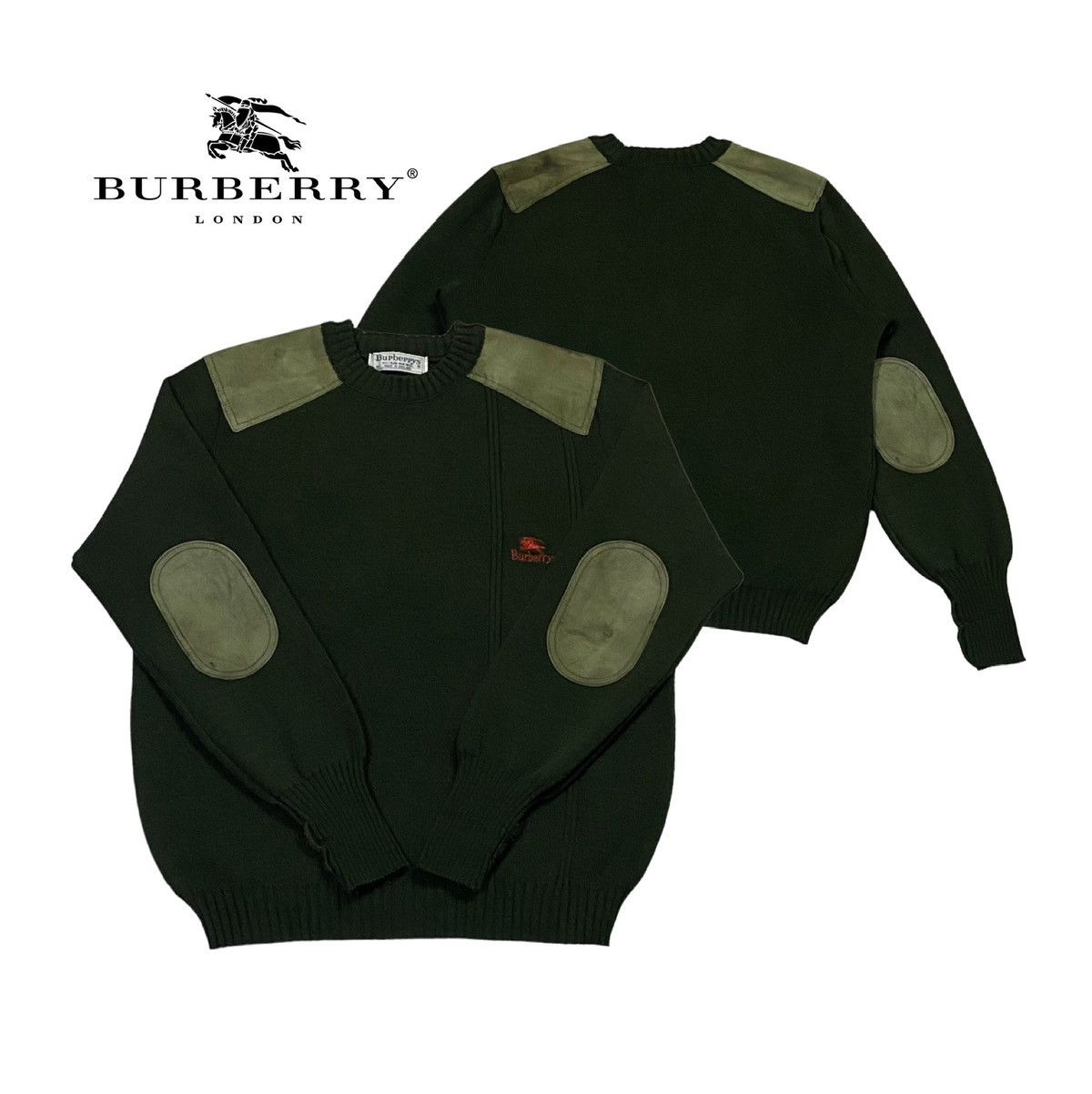 Burberry Vintage Burberry Elbow Patch Crew Knit Sweater Size US M / EU 48-50 / 2 - 1 Thumbnail