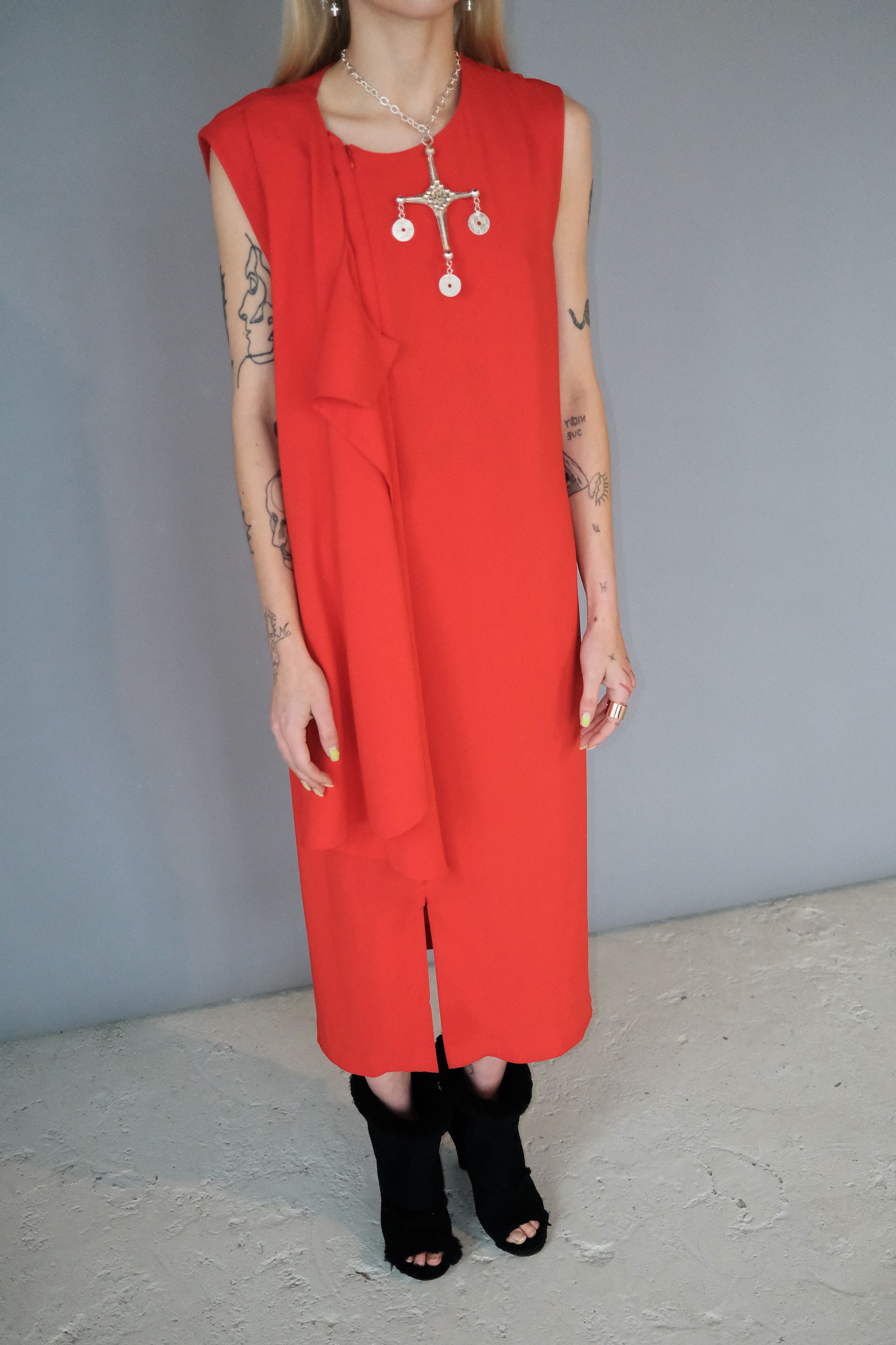 image of Maison Margiela Ss2017 Deconstructed Red Dress, Women's (Size Medium)