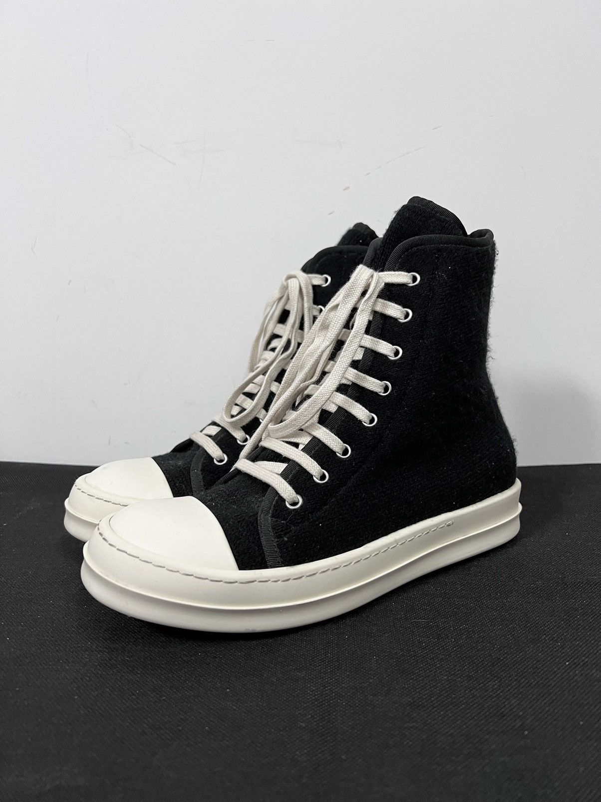 Rick Owens Drkshdw Rick owens drkshdw wool ramones high top sneakers sz37.5 Size US 7.5 / IT 37.5 - 1 Thumbnail