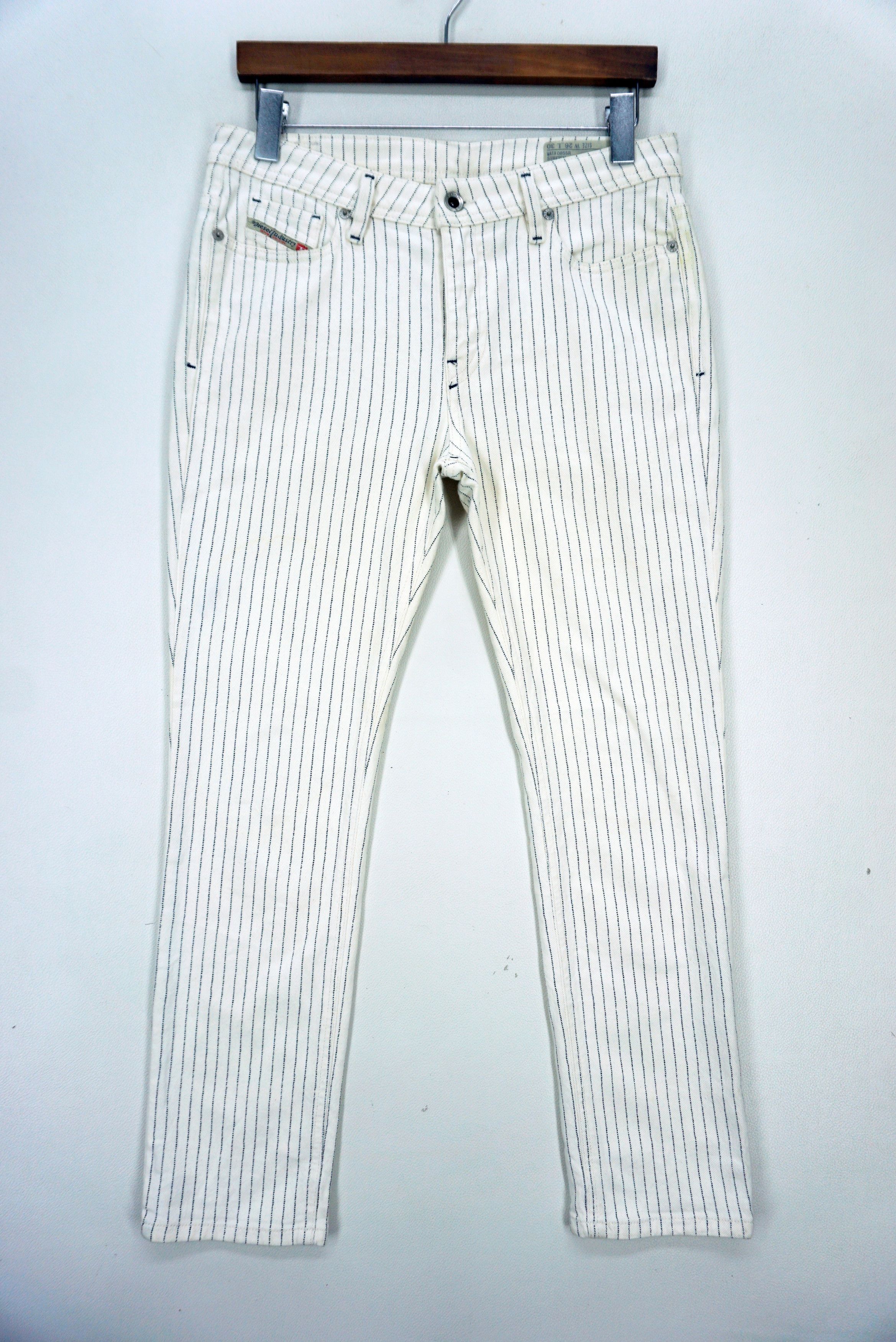 image of Diesel x Rockers Hickory Workwear Rizzo Work Regular Slim Straight Low Waist in Blue White, Women's