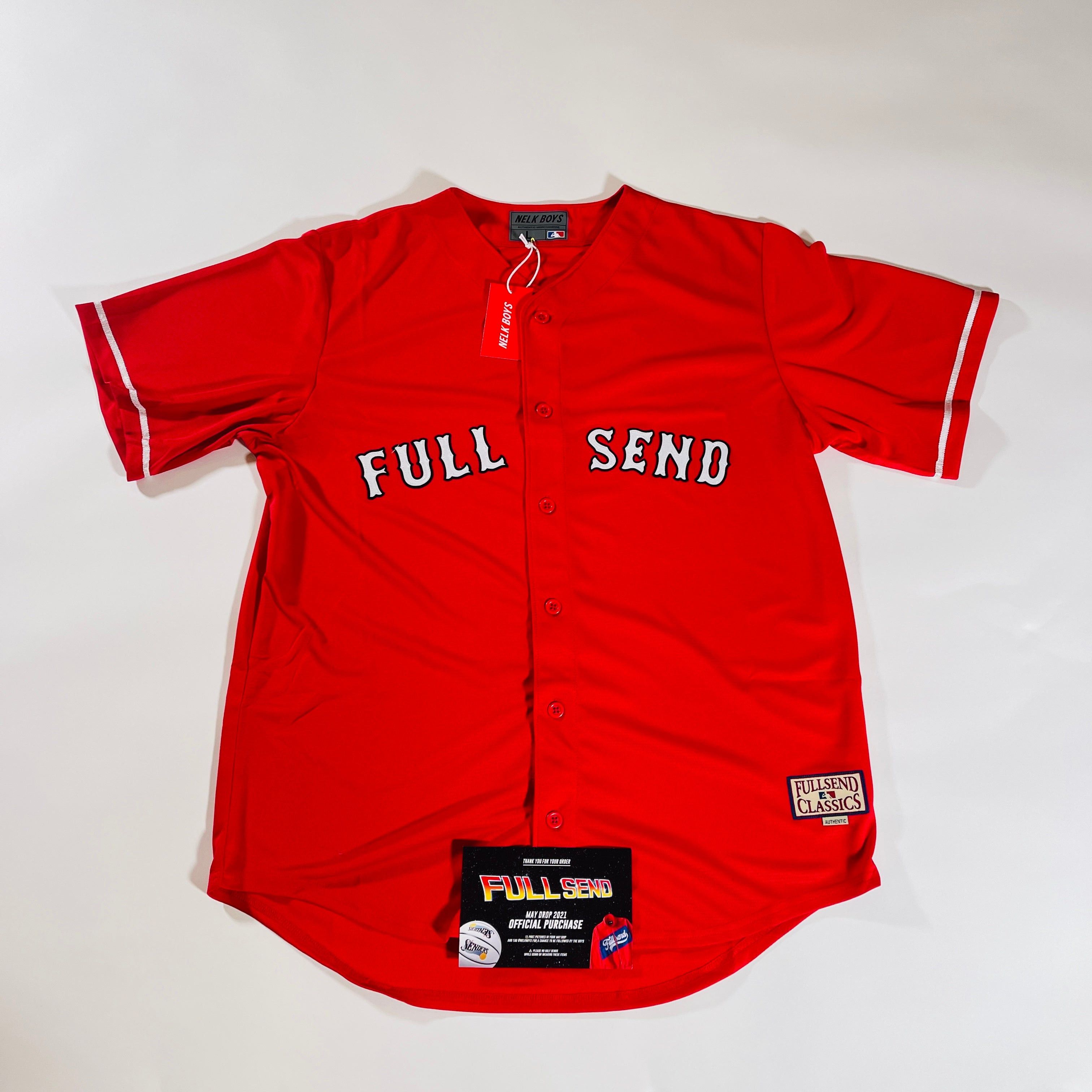 Full Send *NEW* Nelk Boys Full Send Red Sox Baseball Jersey LIMITED Size US L / EU 52-54 / 3 - 1 Thumbnail
