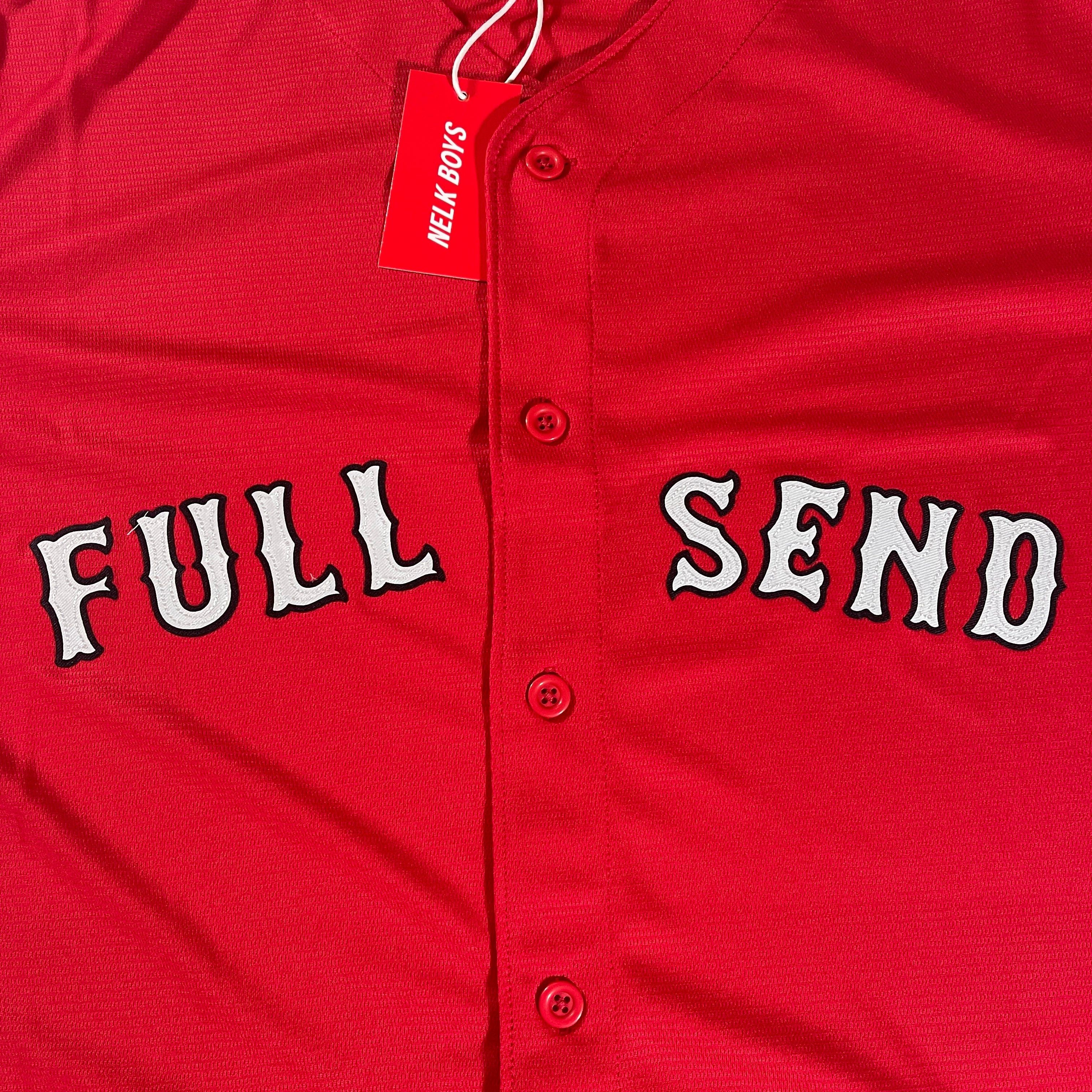 Full Send *NEW* Nelk Boys Full Send Red Sox Baseball Jersey LIMITED Size US L / EU 52-54 / 3 - 2 Thumbnail