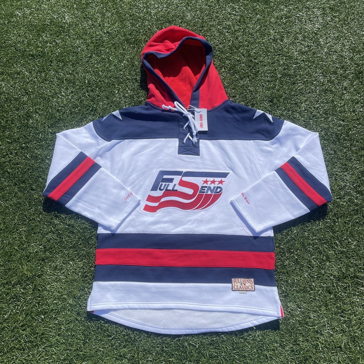 *NEW* Full Send USA Hockey Hoodie (White/Blue) LIMITED