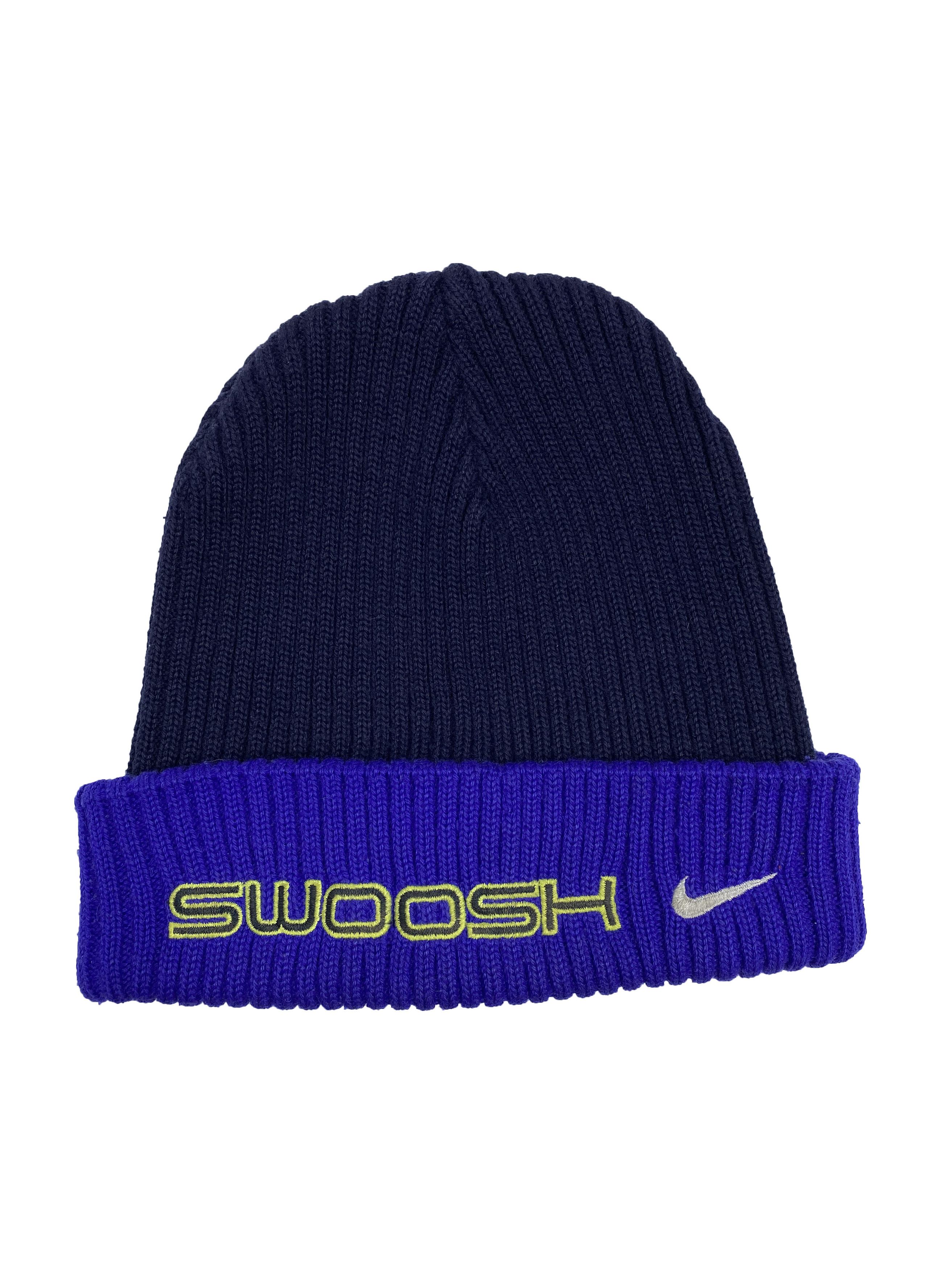 Nike × Vintage Nike Swoosh 90s Vintage Ribbed Cotton Beanie Hat Size ONE SIZE - 1 Thumbnail