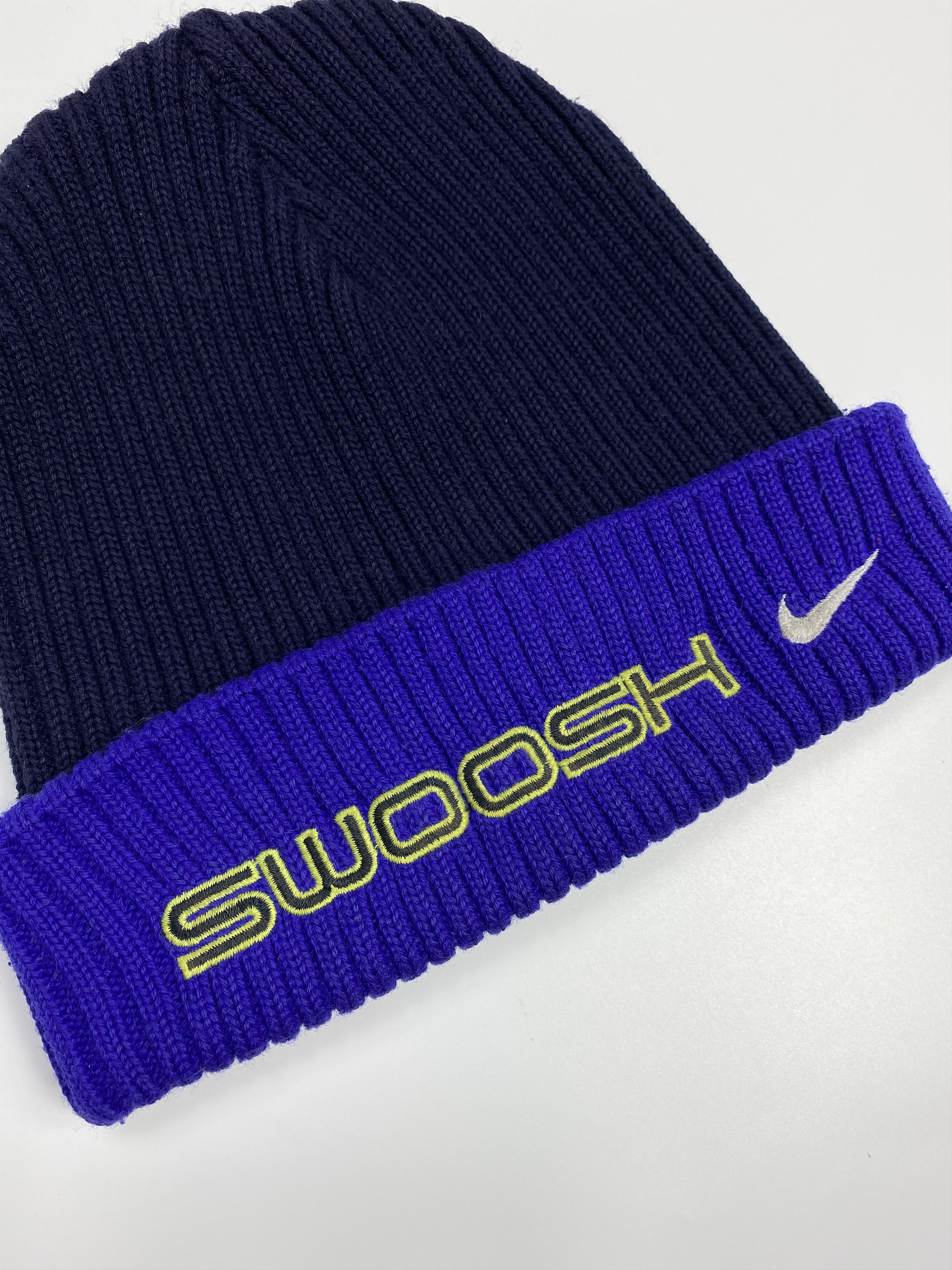Nike × Vintage Nike Swoosh 90s Vintage Ribbed Cotton Beanie Hat Size ONE SIZE - 2 Thumbnail