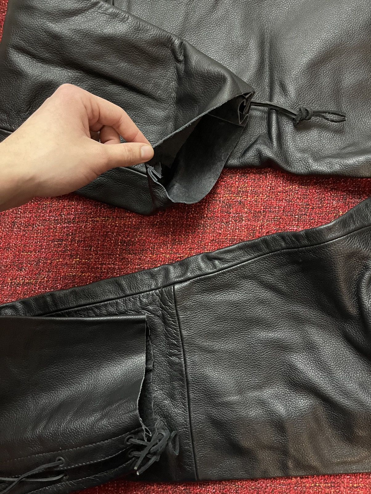 Japanese Brand × Vintage Vintage Y2K Avant Garde biker leather pants Size US 38 / EU 54 - 8 Thumbnail