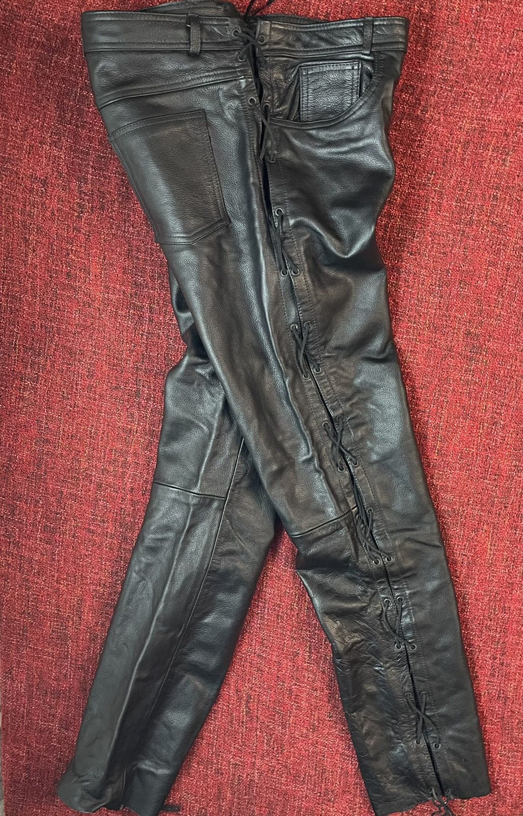 Japanese Brand × Vintage Vintage Y2K Avant Garde biker leather pants Size US 38 / EU 54 - 1 Thumbnail