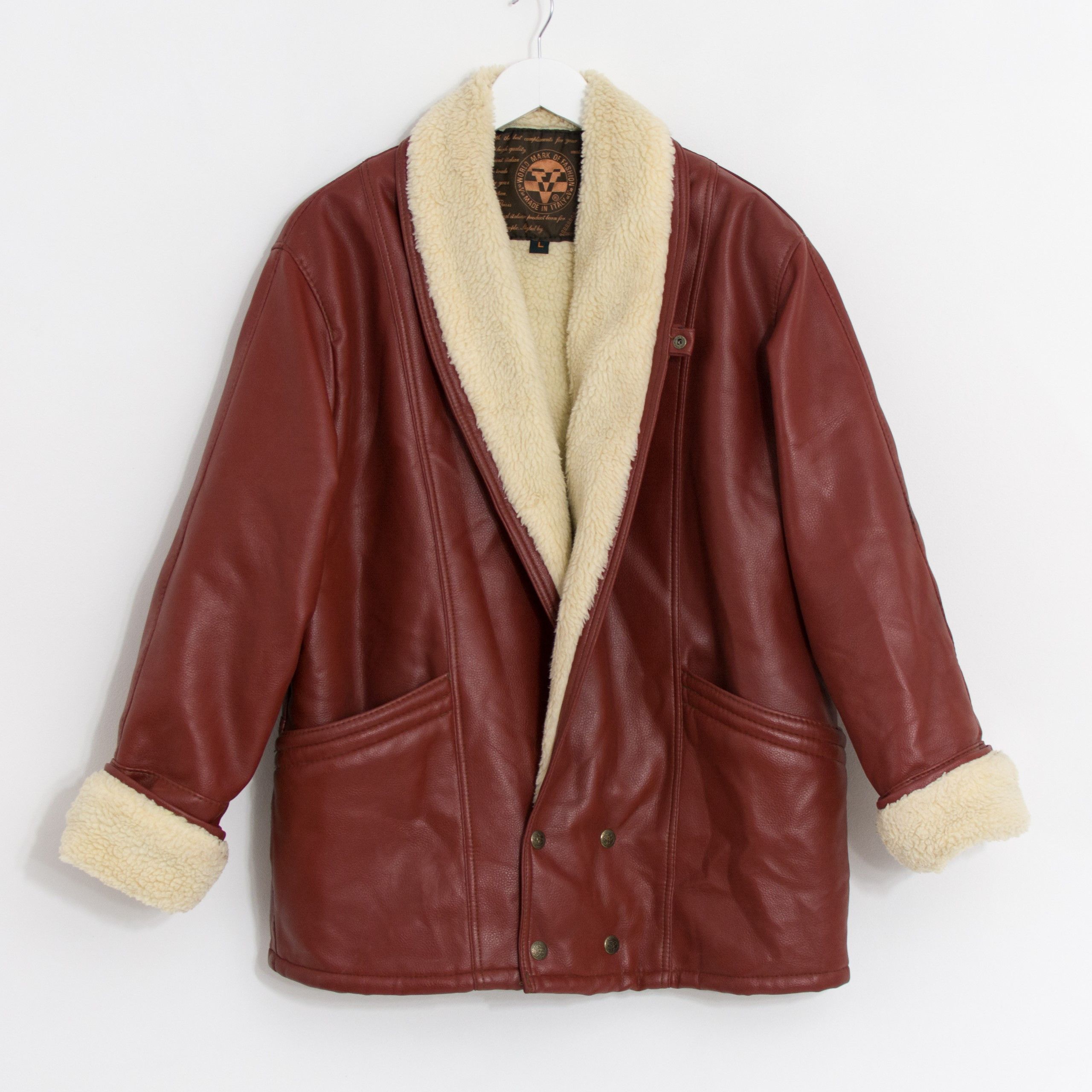 Vintage Shearling jacket vintage faux fur leather jacket Size L / US 10 / IT 46 - 9 Thumbnail