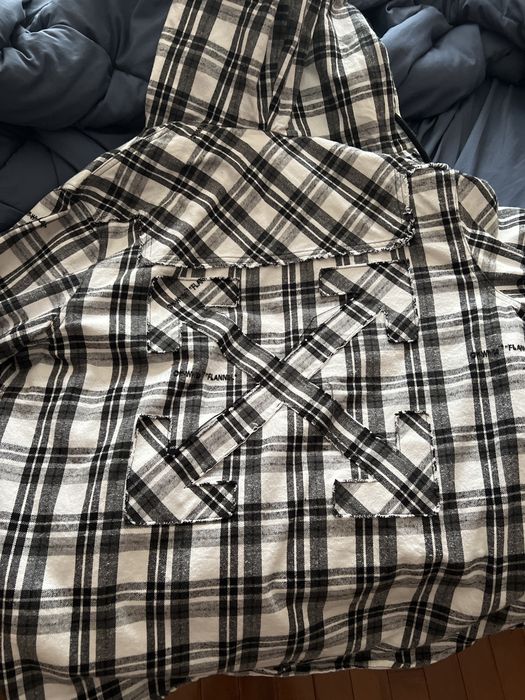 Off white best sale flannel hoodie