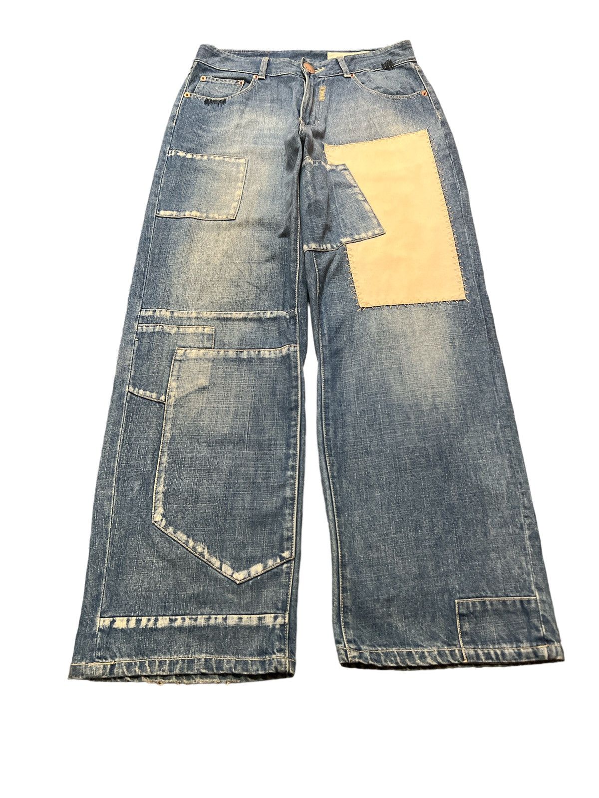 Japanese Brand BAGGY💥ANB BRAND PATCH WORK DENIM PANT Size US 30 / EU 46 - 2 Thumbnail