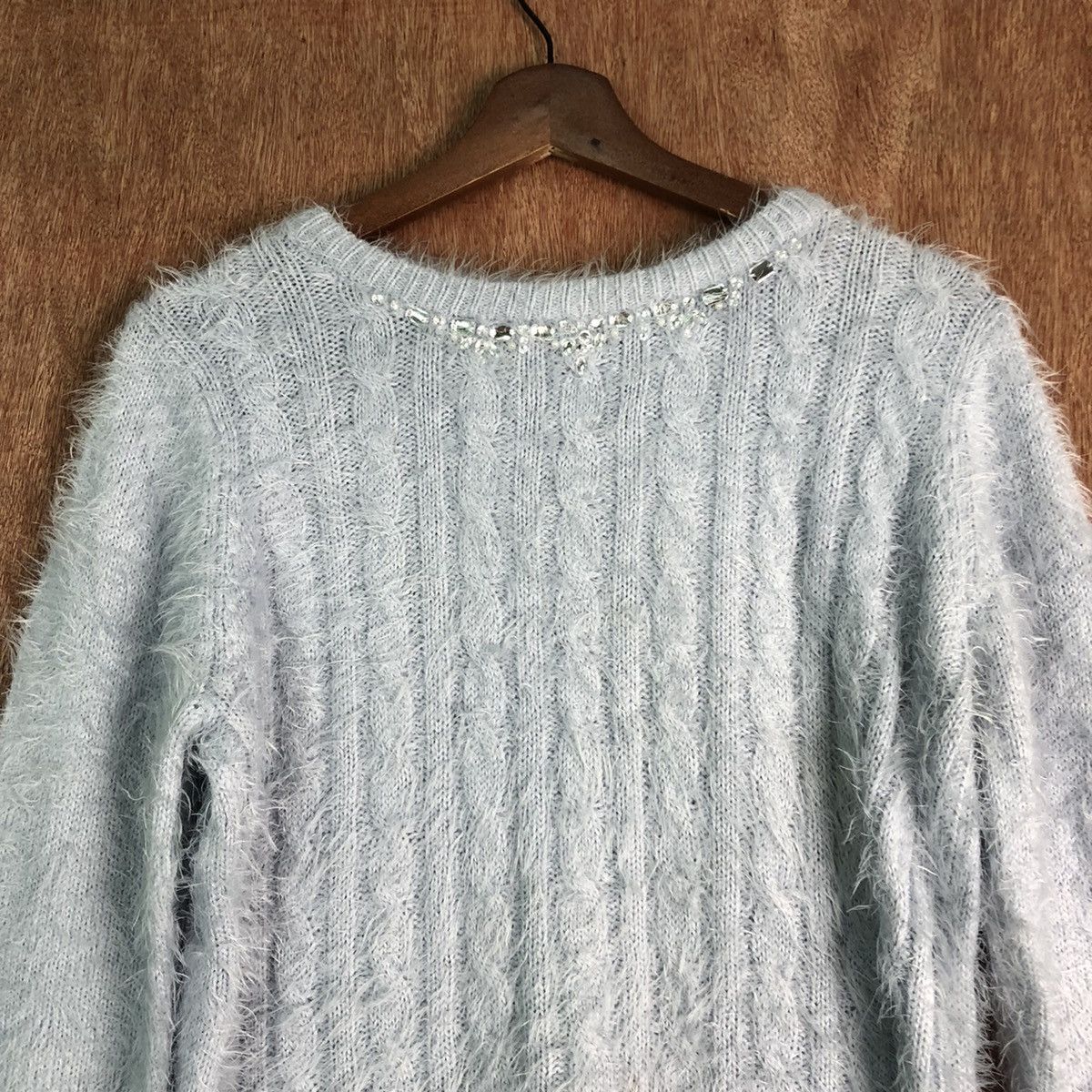 Homespun Knitwear HK Work London Soft Blue MOhair Knitwear Size US L / EU 52-54 / 3 - 2 Thumbnail