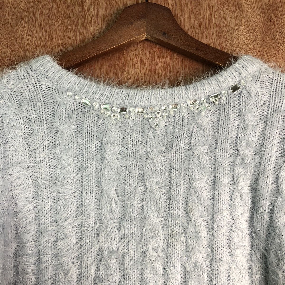 Homespun Knitwear HK Work London Soft Blue MOhair Knitwear Size US L / EU 52-54 / 3 - 9 Thumbnail