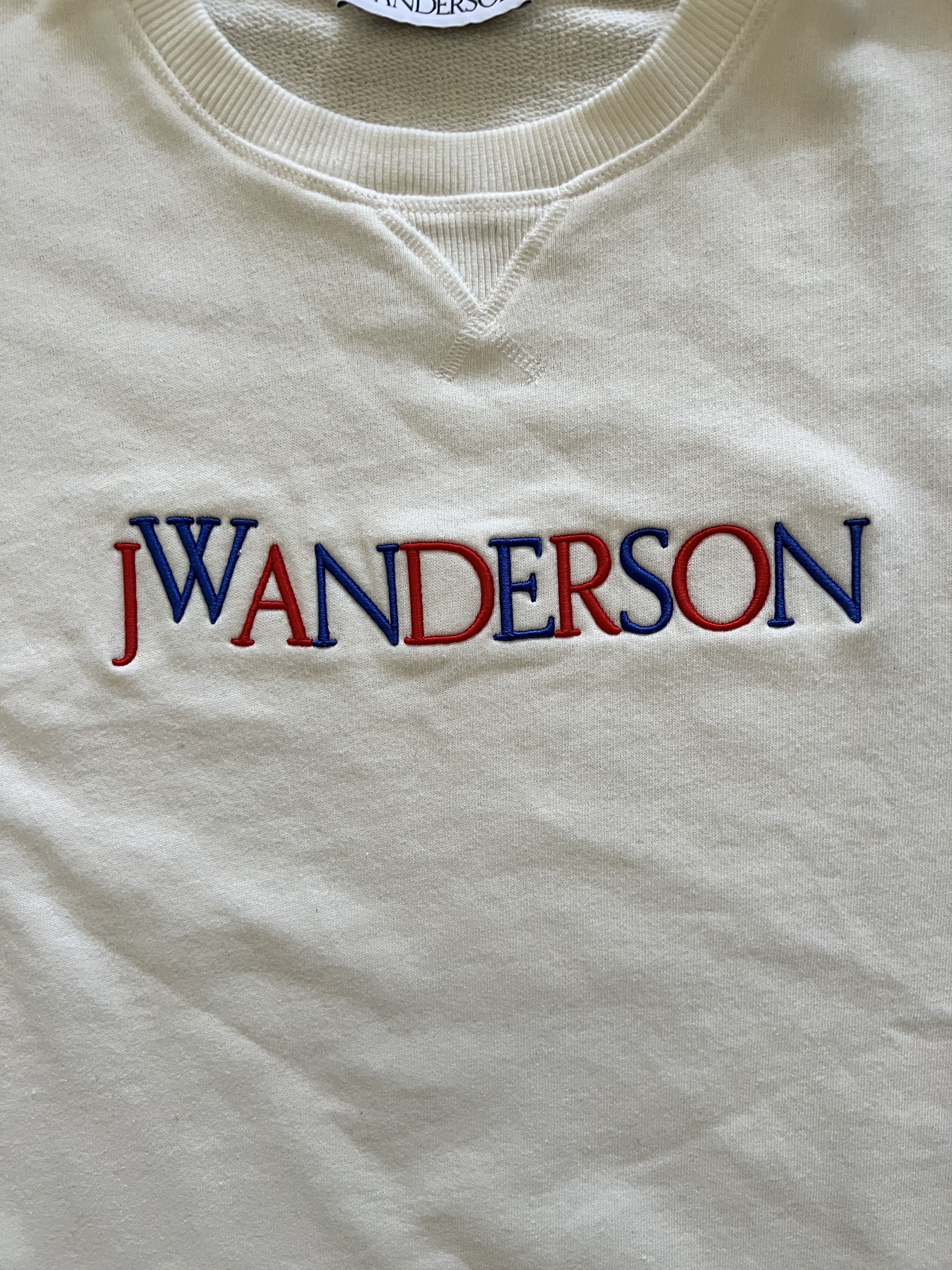 JW Anderson 💚 SS18 JW Anderson Embroidered Logo Crewneck Off White Size US M / EU 48-50 / 2 - 3 Thumbnail