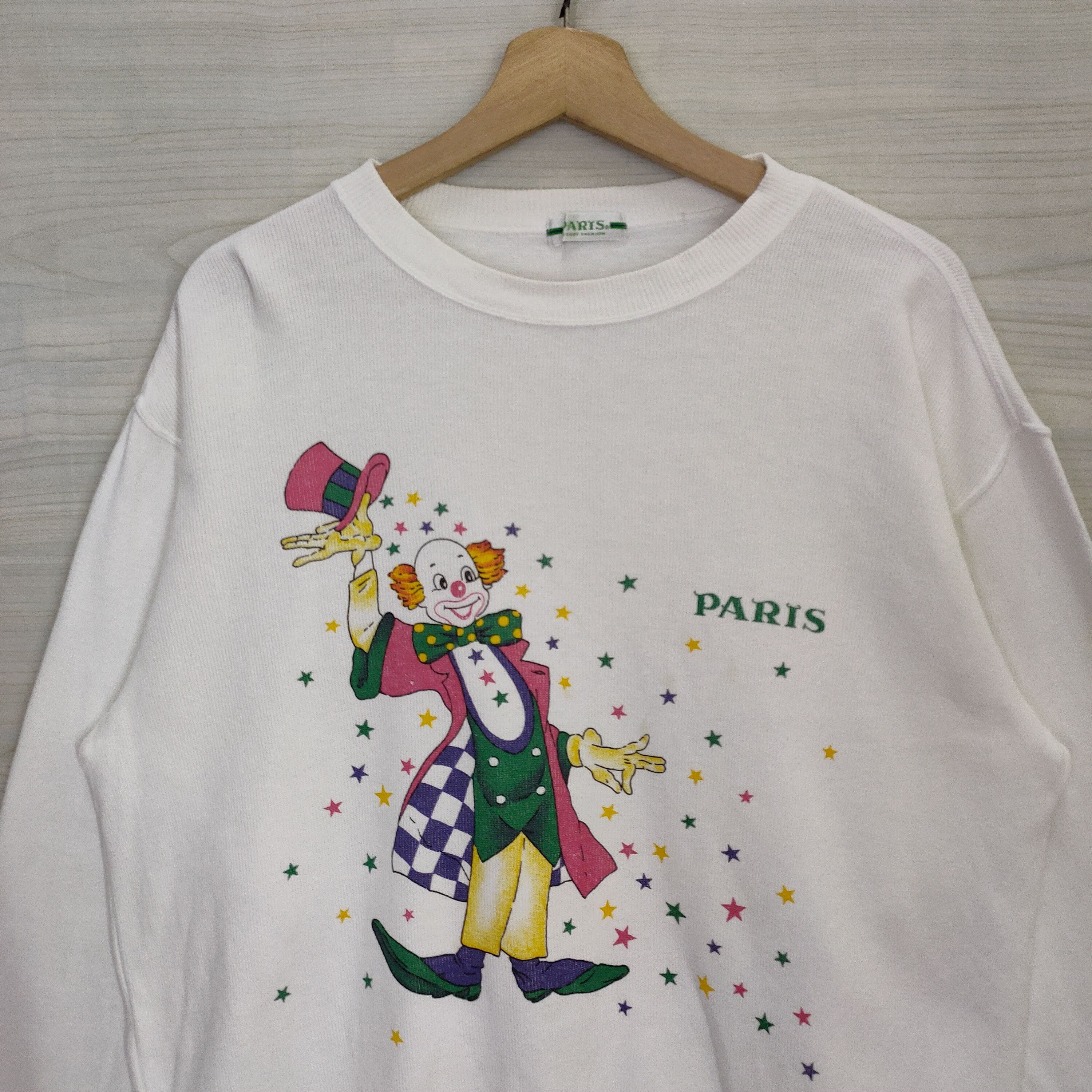 Designer × Vintage Vtg Martine Rose Clown, Vintage Paris Sweater Size US L / EU 52-54 / 3 - 4 Thumbnail