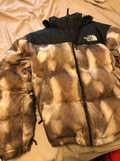 Supreme The North Face Fur Print Nuptse Brown