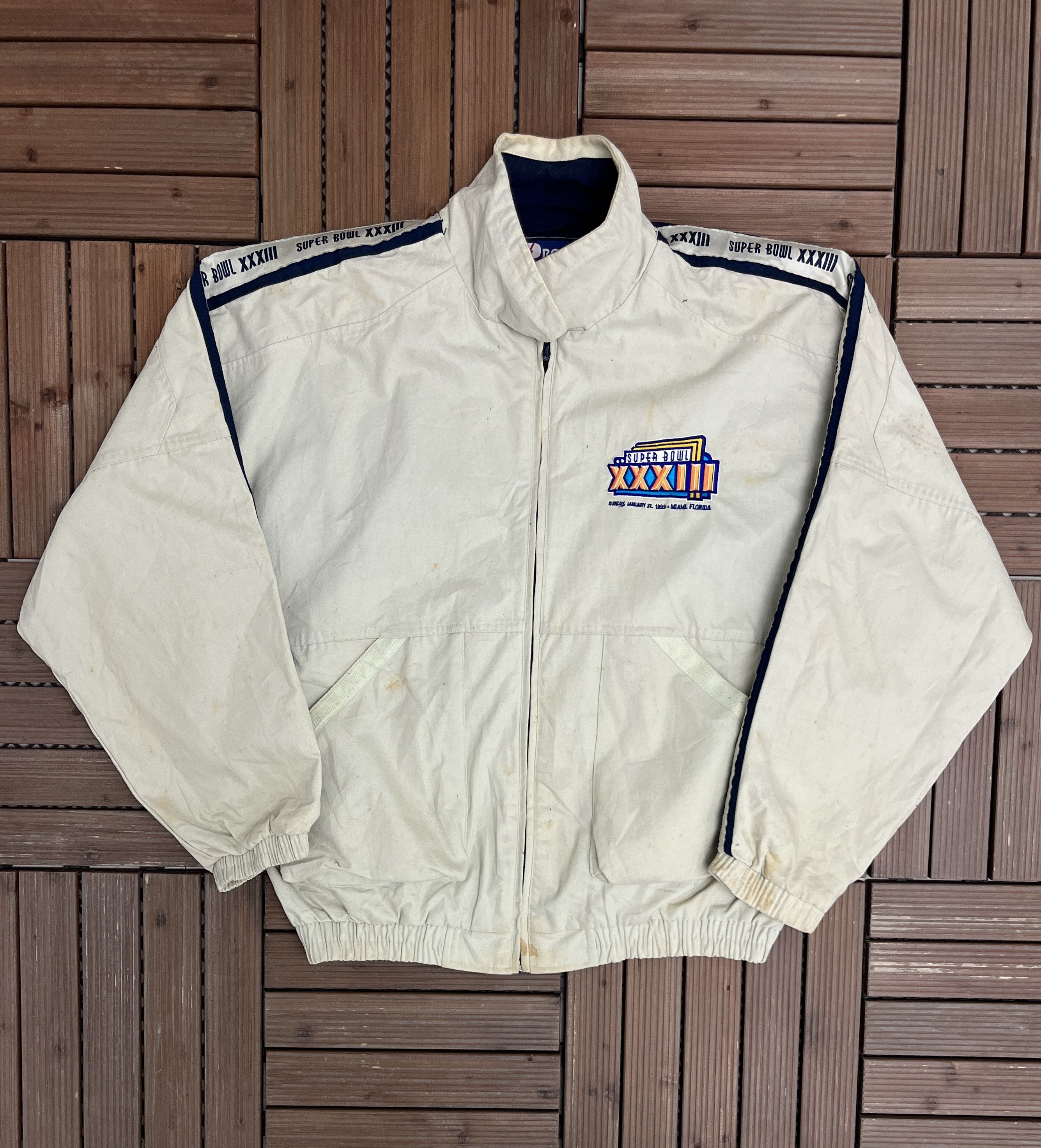 Pro Player × Vintage Super Bowl XXXIII Vintage Graphic Windbreaker Jacket Size US L / EU 52-54 / 3 - 1 Thumbnail