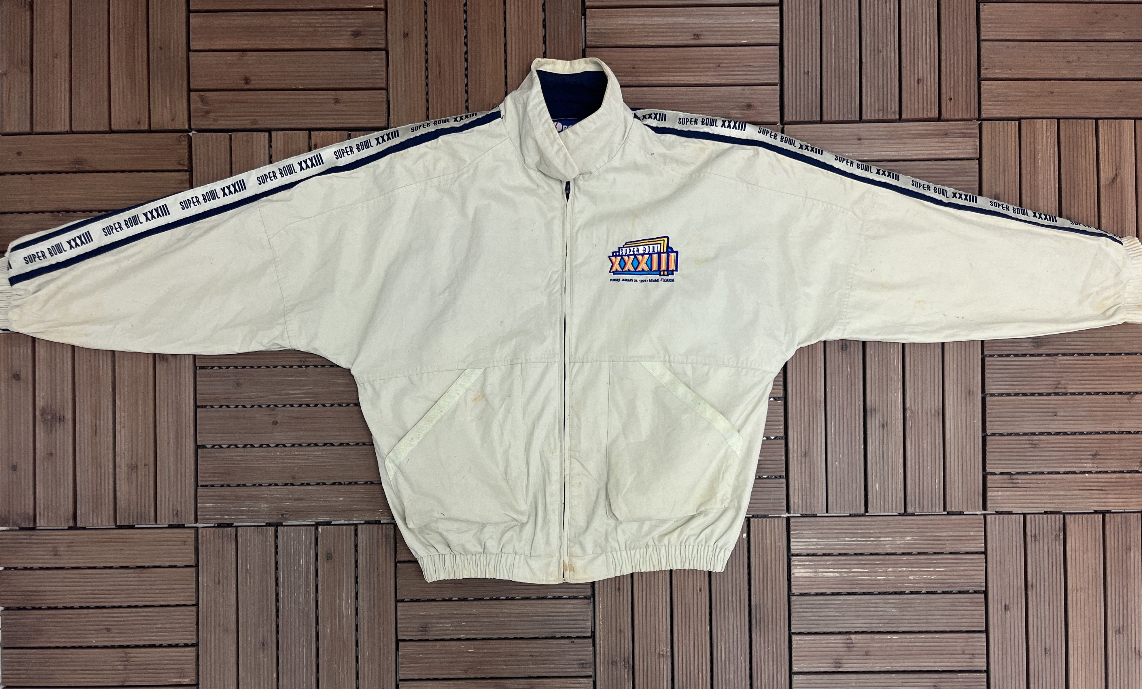 Pro Player × Vintage Super Bowl XXXIII Vintage Graphic Windbreaker Jacket Size US L / EU 52-54 / 3 - 6 Thumbnail