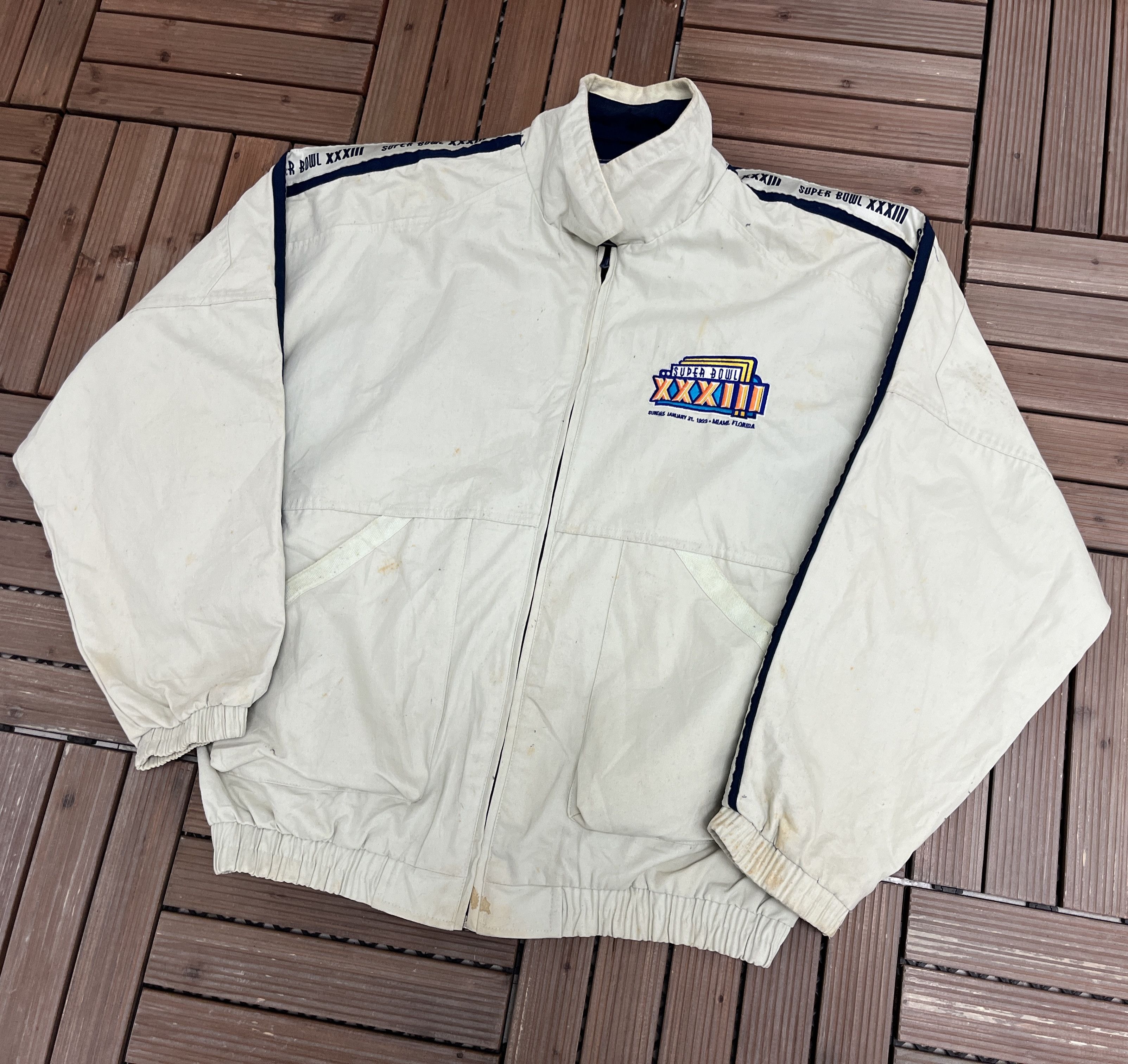 Pro Player × Vintage Super Bowl XXXIII Vintage Graphic Windbreaker Jacket Size US L / EU 52-54 / 3 - 3 Thumbnail