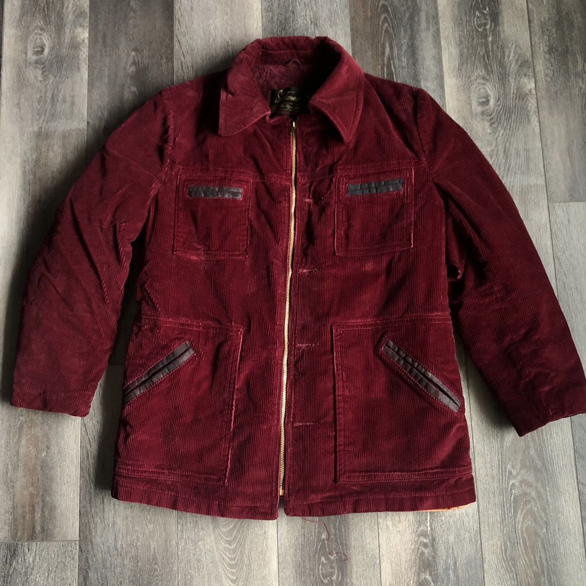 Vintage Vintage 1970s The Shining Sears Corduroy Zip Jacket Maroon Size US L / EU 52-54 / 3 - 1 Thumbnail