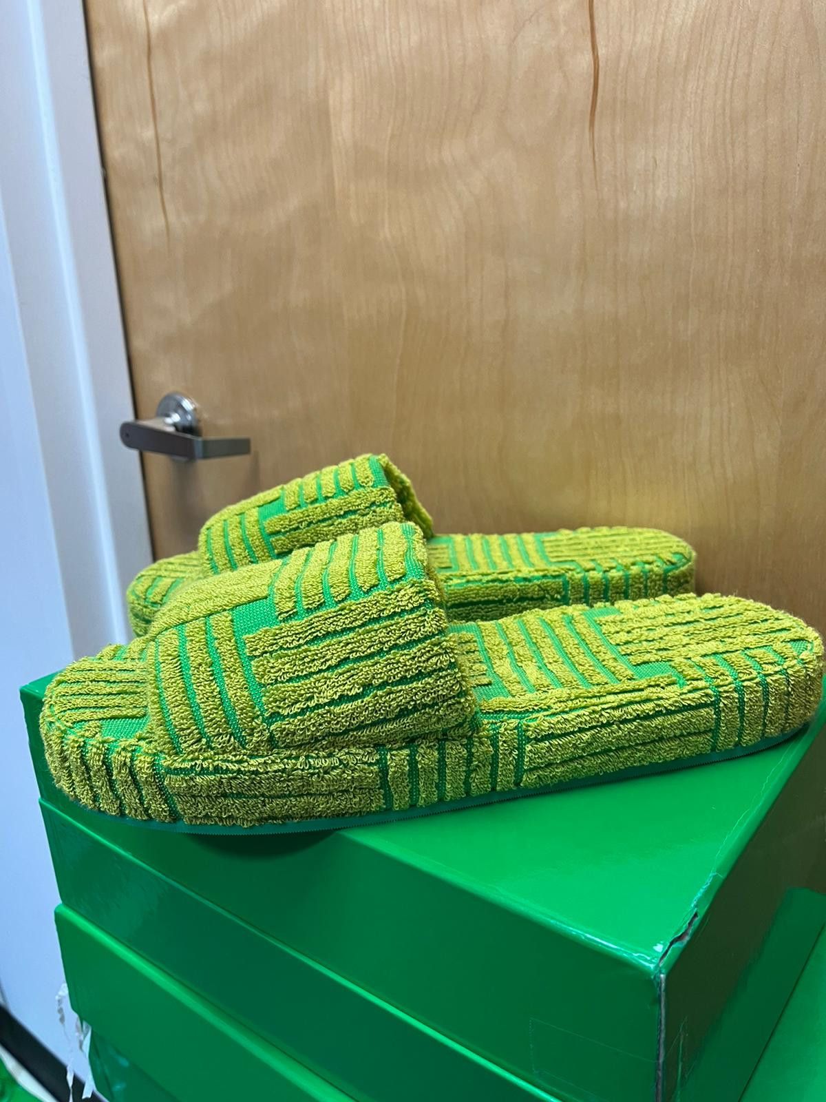 Bottega Veneta o1rshd1 Q:1 / Resort Sandal in Intrecciato Jacquard Parakeet Size US 8 / EU 41 - 8 Thumbnail