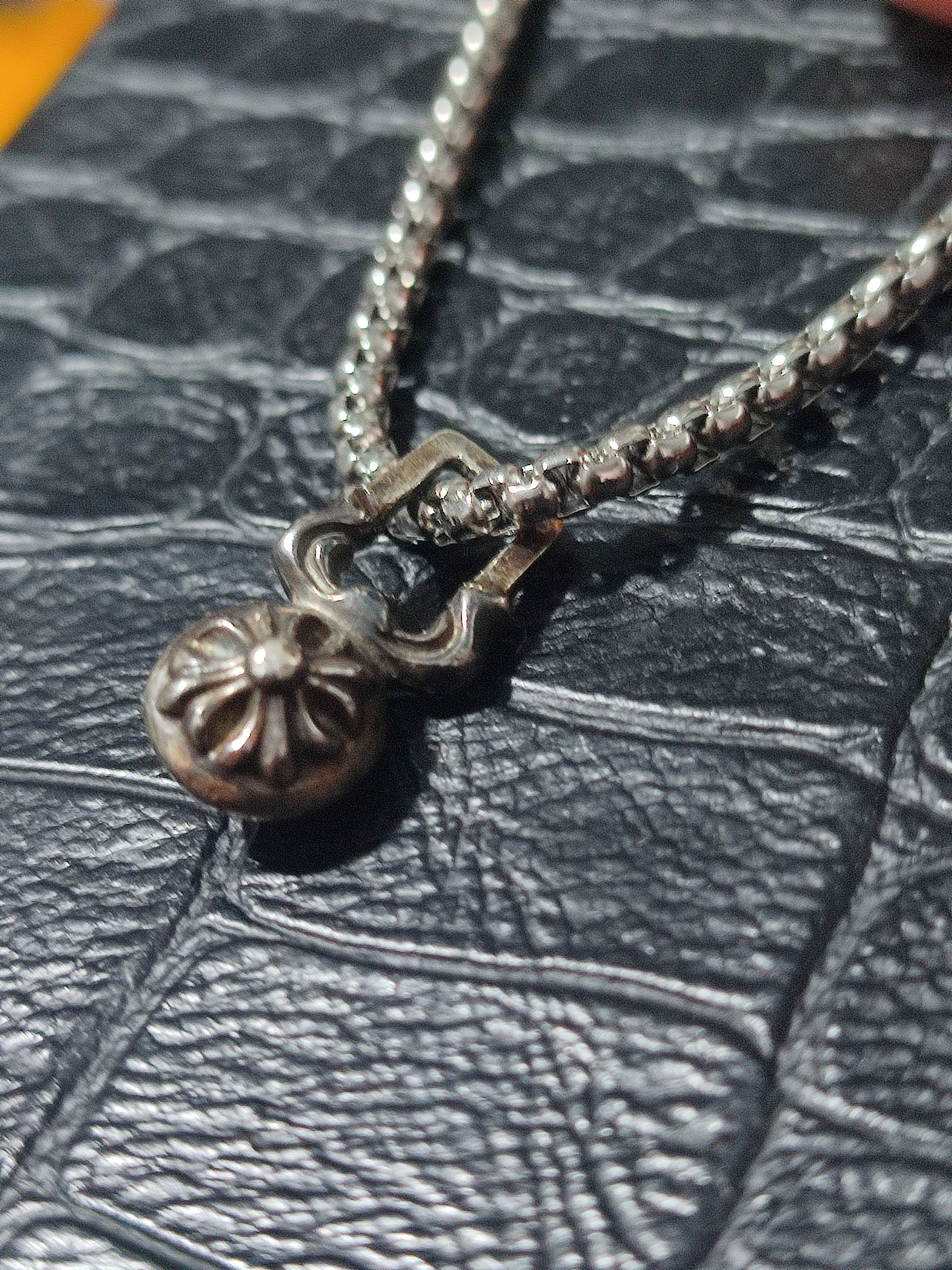 image of Chrome Hearts Cross Ball Pendant Silver Chain Necklace, Men's