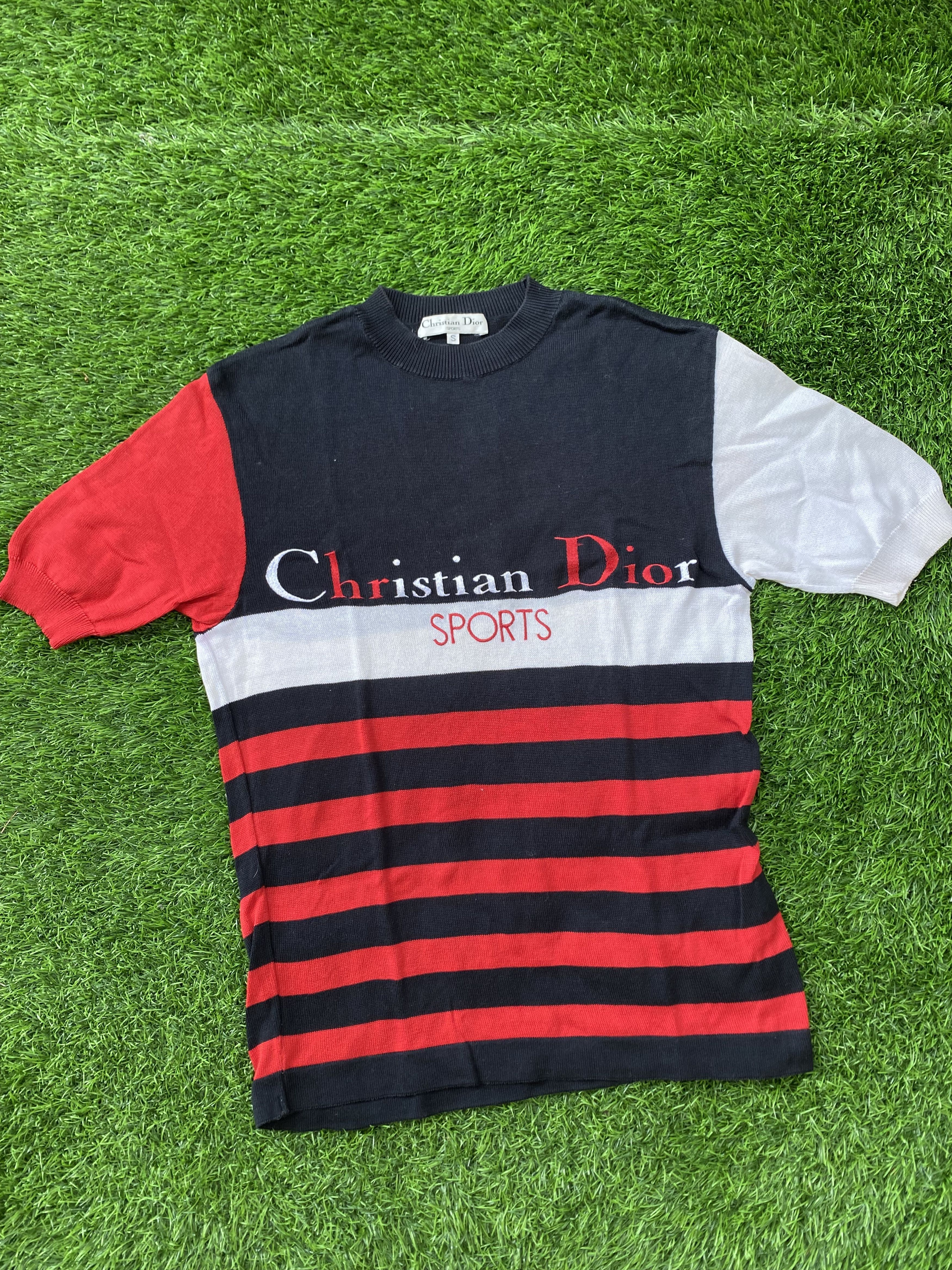 Christian Dior Stripped Tshirt Wool Spellout