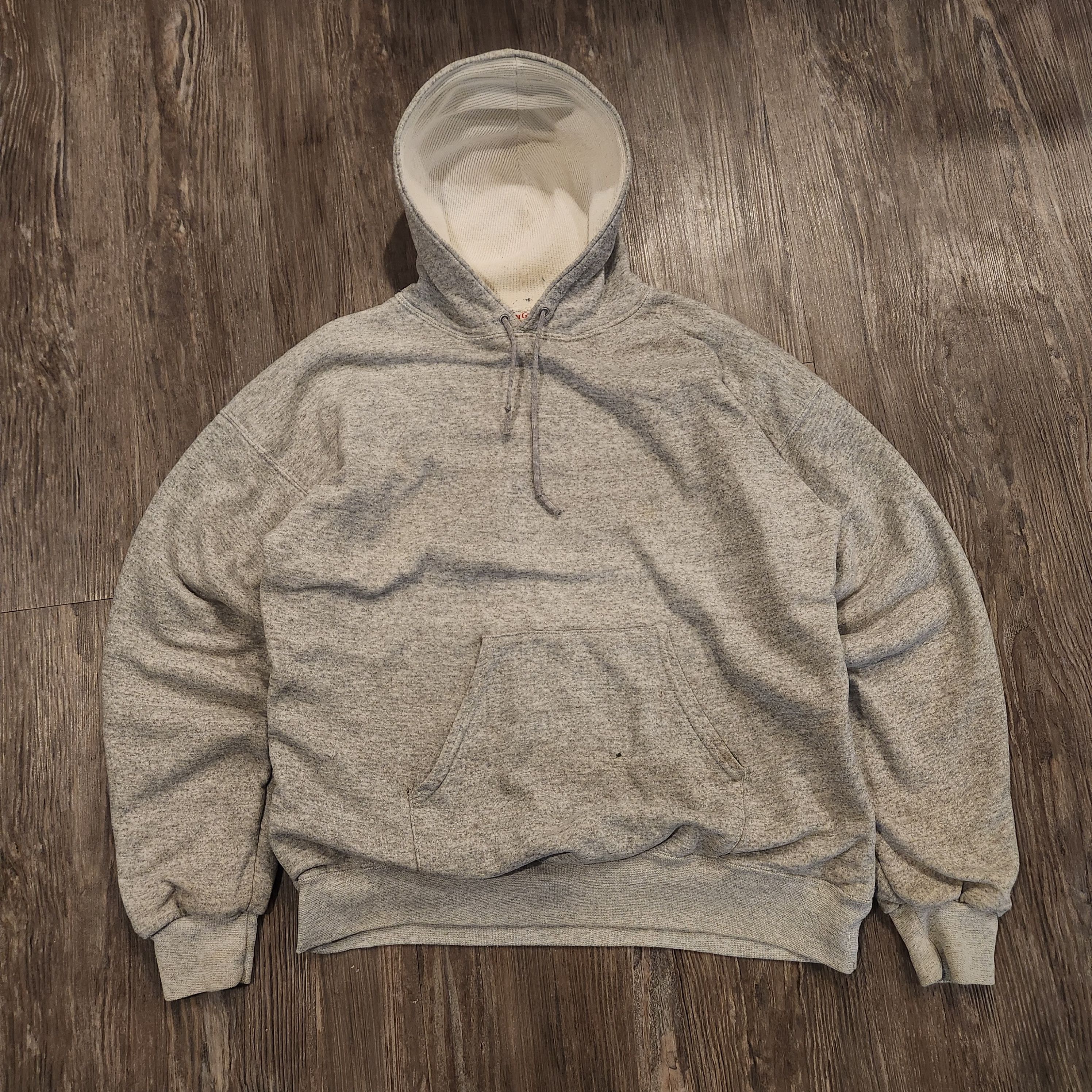 image of Vintage Thermal Lined Waffle Hoodie in Grey, Men's (Size Large)