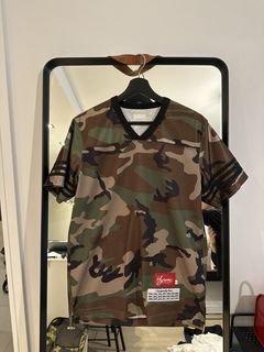 Supreme Kanji Camo Zip Up Baseball Jersey 'Blue