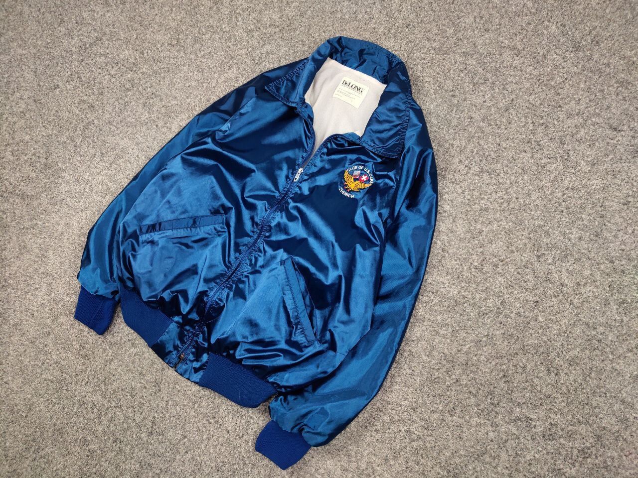Delong Vintage 90' Delong Light Blue Bomber Jacket Club of U.S. Car Size US L / EU 52-54 / 3 - 3 Thumbnail
