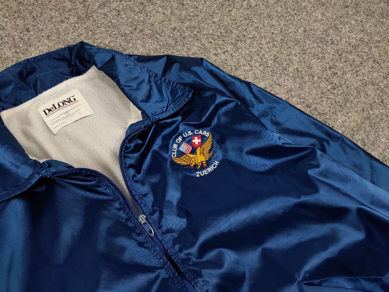 Delong Vintage 90' Delong Light Blue Bomber Jacket Club of U.S. Car Size US L / EU 52-54 / 3 - 12 Thumbnail