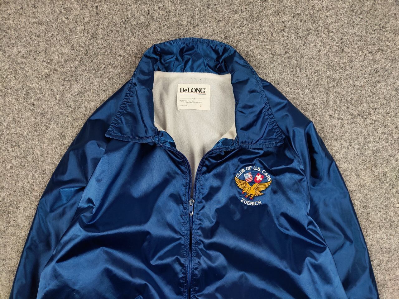 Delong Vintage 90' Delong Light Blue Bomber Jacket Club of U.S. Car Size US L / EU 52-54 / 3 - 8 Thumbnail